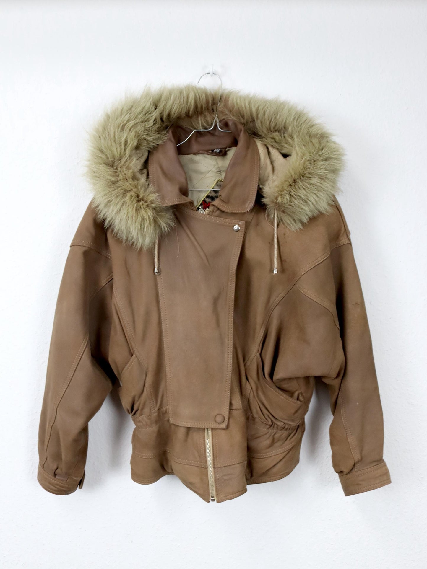 Vintage 80s 90s IMPARATOR leather jacket tailored light brown hood M