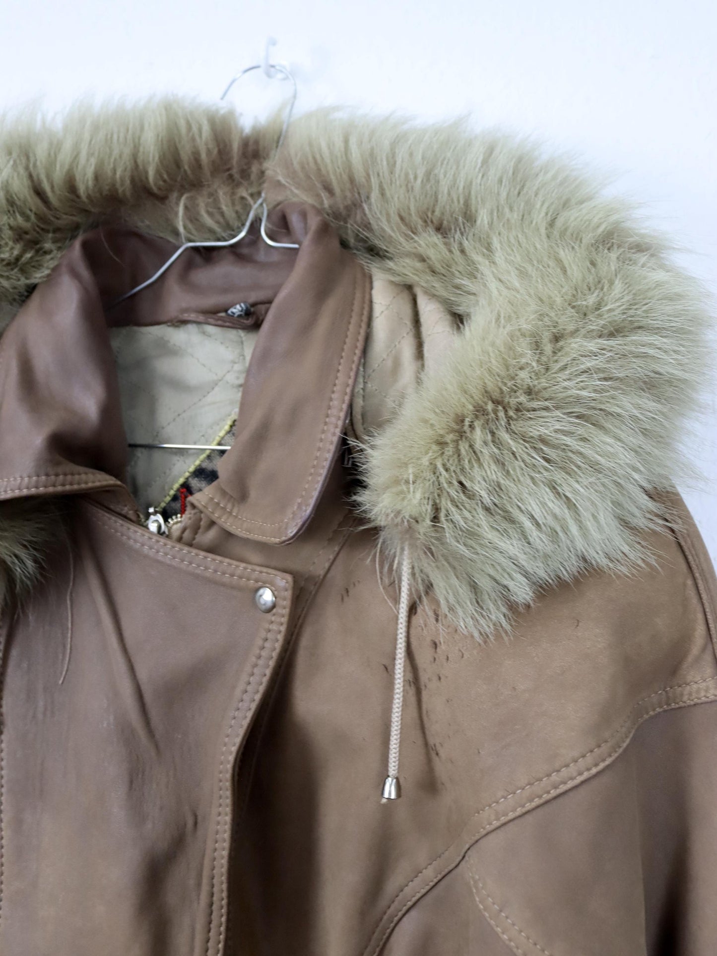 Vintage 80s 90s IMPARATOR leather jacket tailored light brown hood M