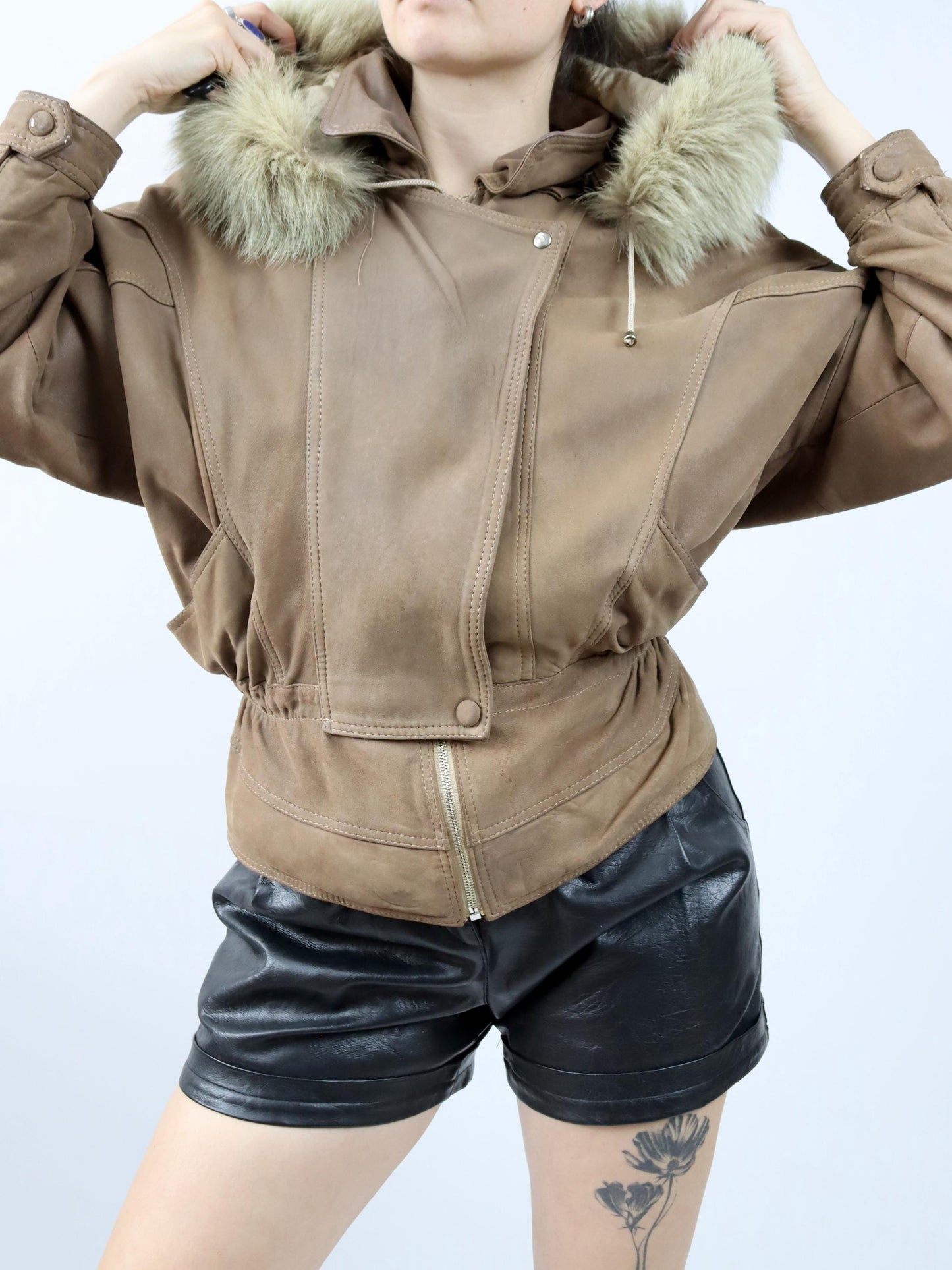 Vintage 80s 90s IMPARATOR leather jacket tailored light brown hood M