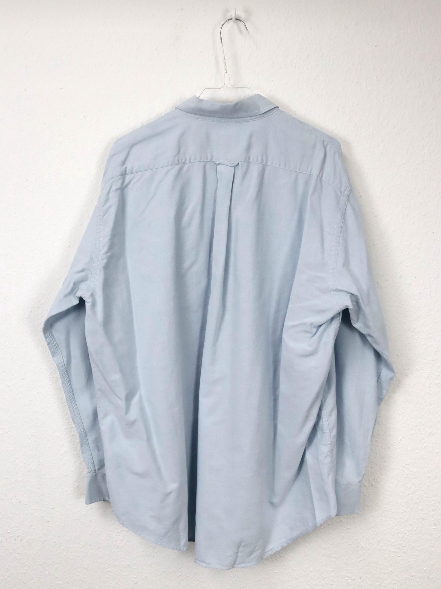 Vintage 80s 90s MOSCHINO designer shirt blouse light blue embroidery M