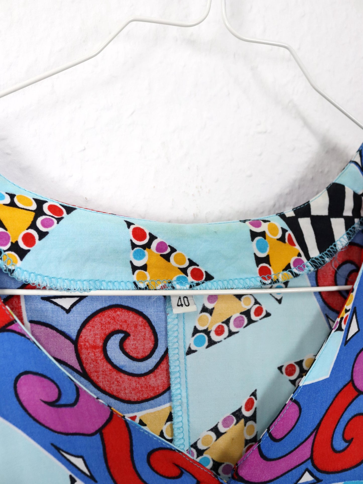 Vintage 80s 90s jumpsuit one-piece short sleeve crazy pattern colorful 40