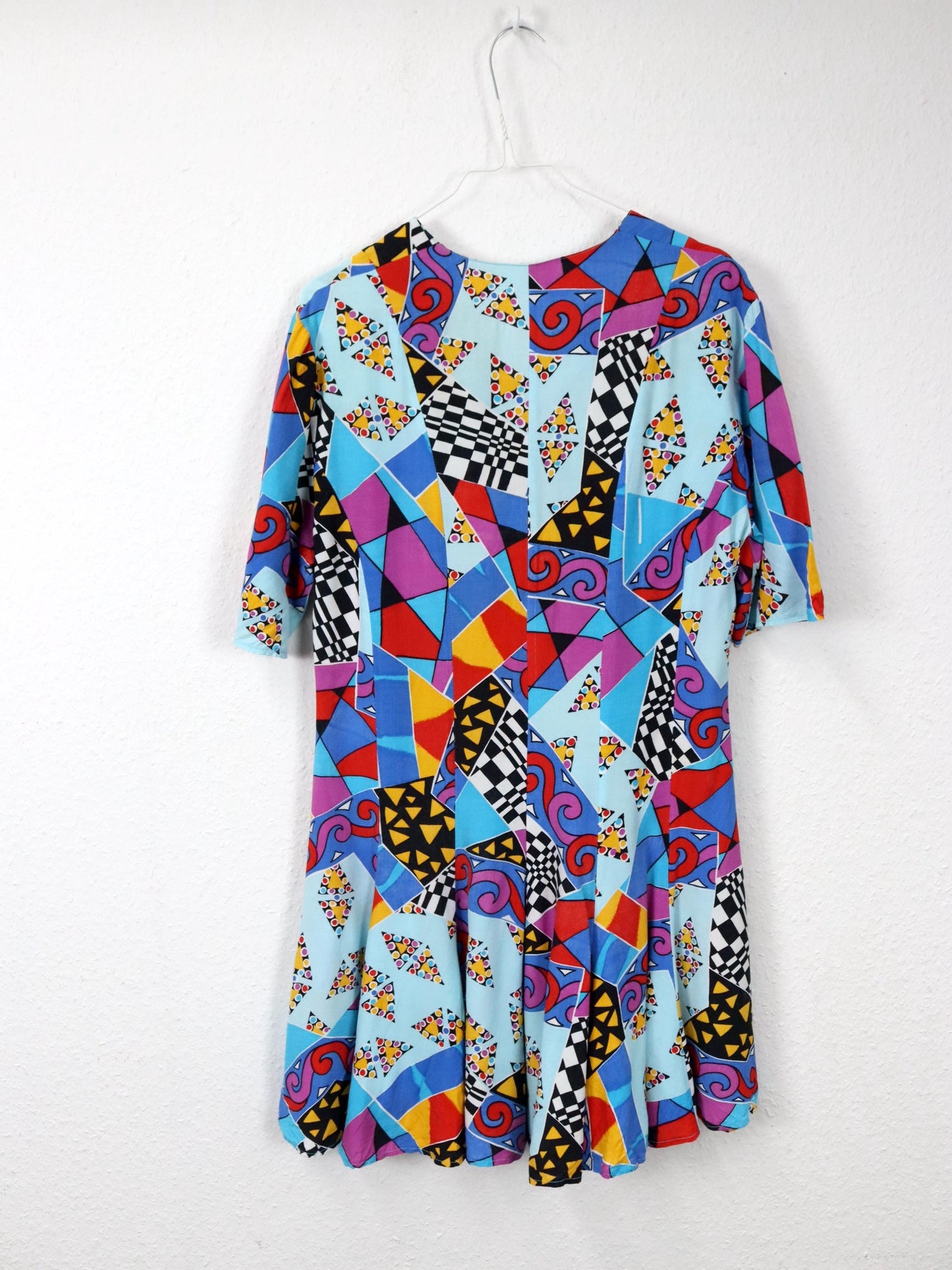 Vintage 80s 90s jumpsuit one-piece short sleeve crazy pattern colorful 40