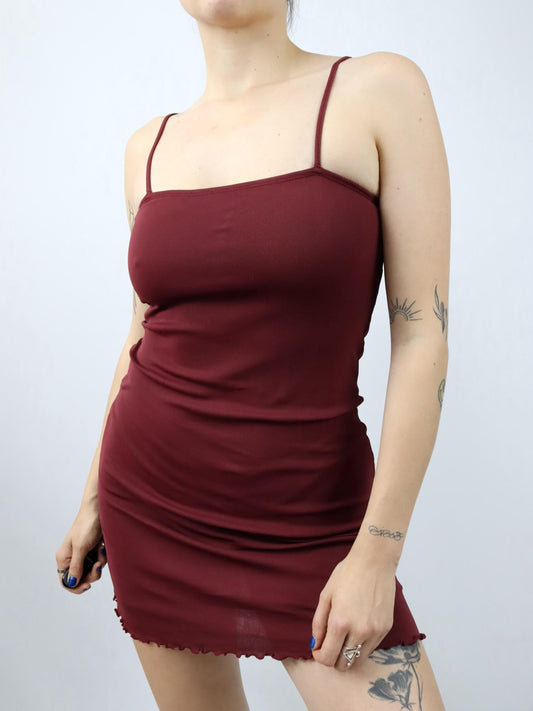 Vintage 80er 90er ONYX Minikleid Trägerkleid Bordeaux rot S
