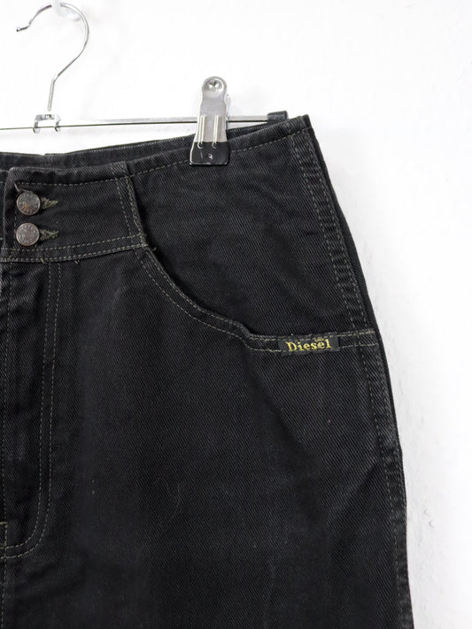 Vintage 80er 90er DIESEL Jeansrock Minirock schwarz 36