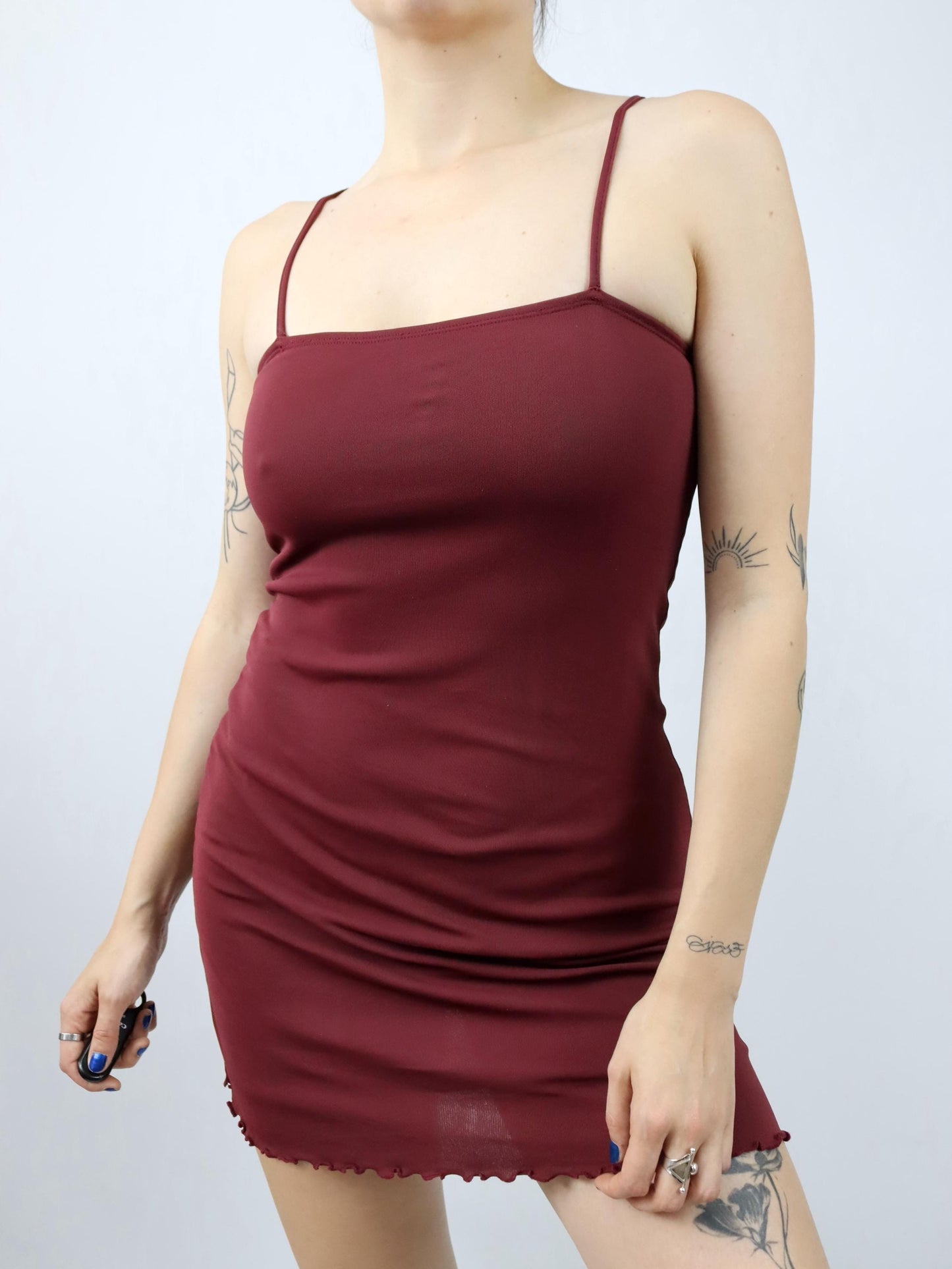 Vintage 80s 90s ONYX mini dress strap dress Bordeaux red S