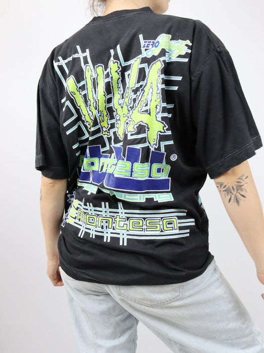 Vintage 80er 90er LORIAN T-Shirt kurzarm schwarz Print Made in Egypt XL