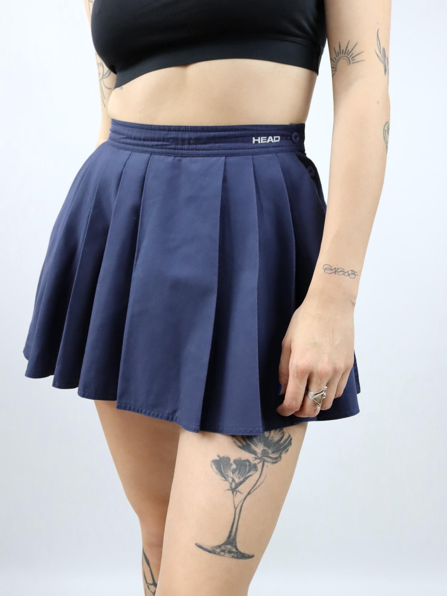 Vintage 80s 90s HEAD tennis skirt mini skirt pleated skirt dark blue 36