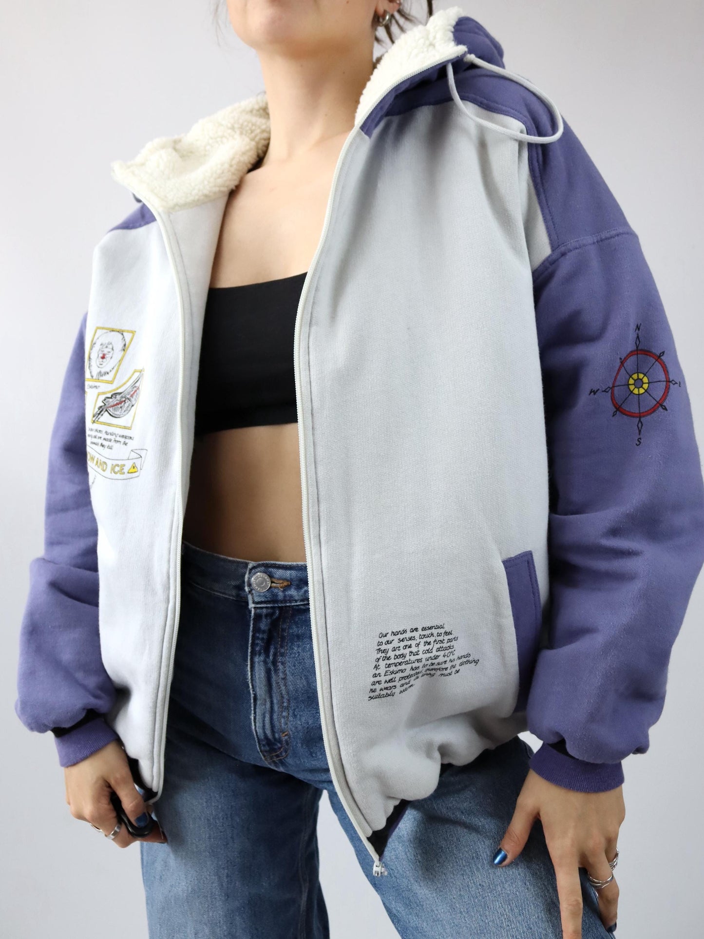 Vintage 80s 90s Rare ADIDAS TAKE OFF Equipment Jacket lightly lined white purple print D7 L