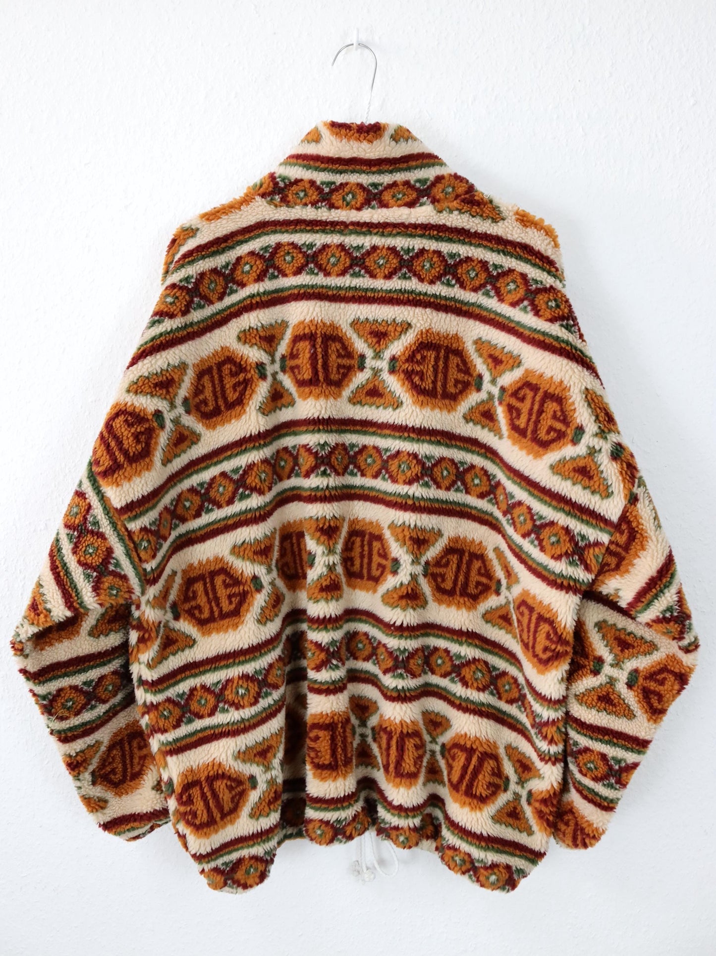 Vintage 80s 90s ARTFASHION fleece jacket teddy fleece stand-up collar Aztec pattern L