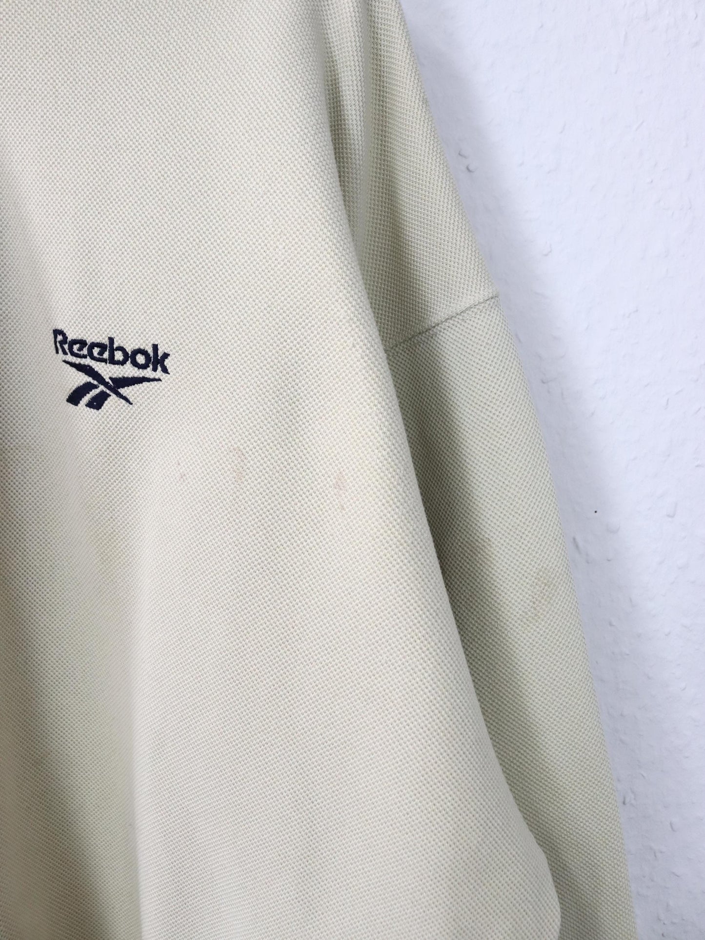 Vintage 80s 90s REEBOK sweatshirt pullover stand-up collar beige L