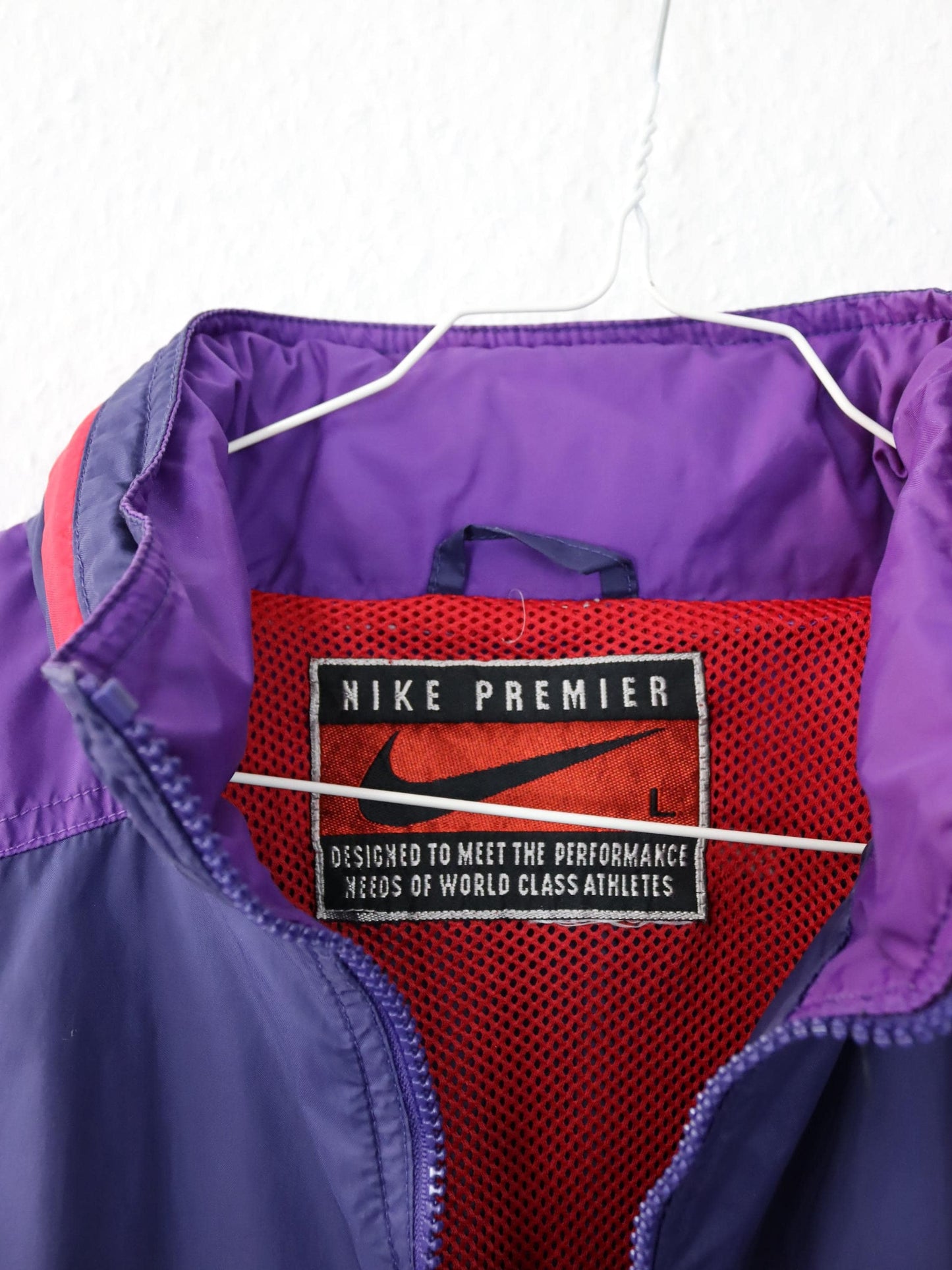 Vintage 80s 90s NIKE Premier Rain Jacket Windbreaker Purple Red Dark Blue L