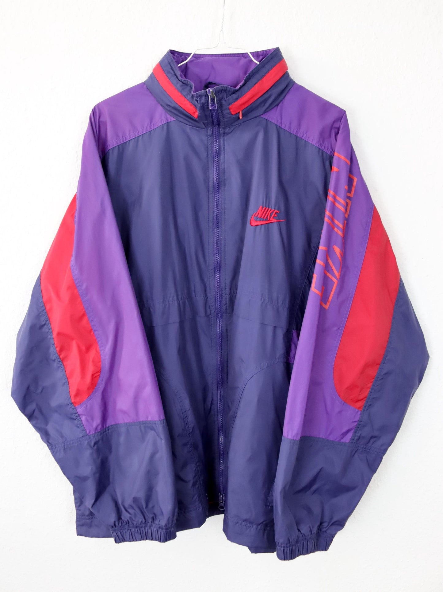 Vintage 80s 90s NIKE Premier Rain Jacket Windbreaker Purple Red Dark Blue L
