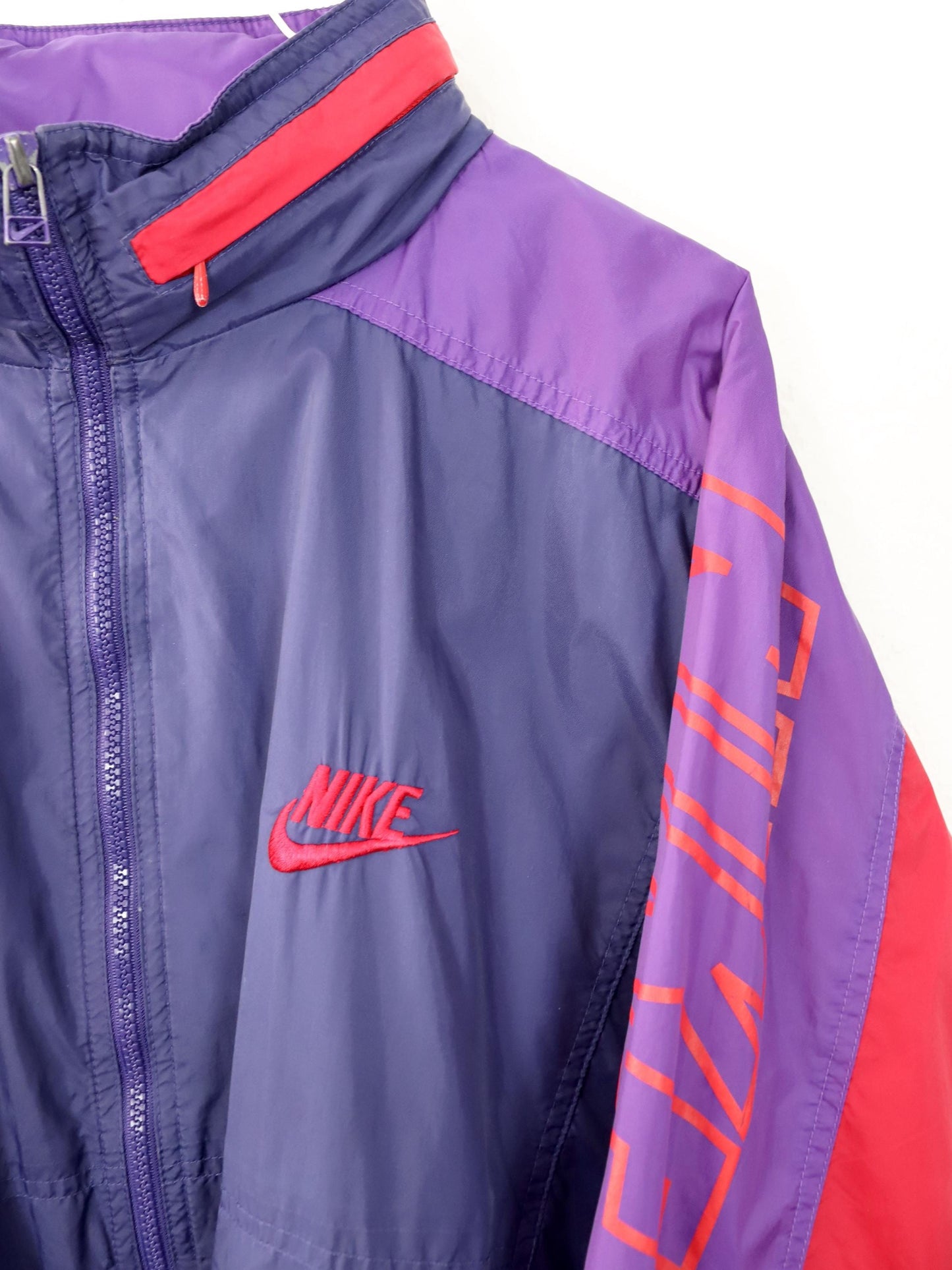 Vintage 80s 90s NIKE Premier Rain Jacket Windbreaker Purple Red Dark Blue L