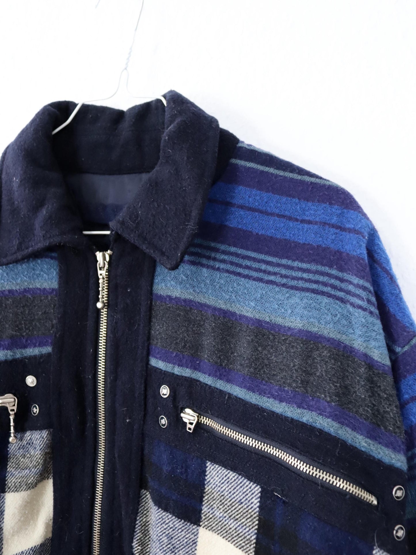 Vintage 80s 90s MOXIE Casuals wool jacket lined checked blue L