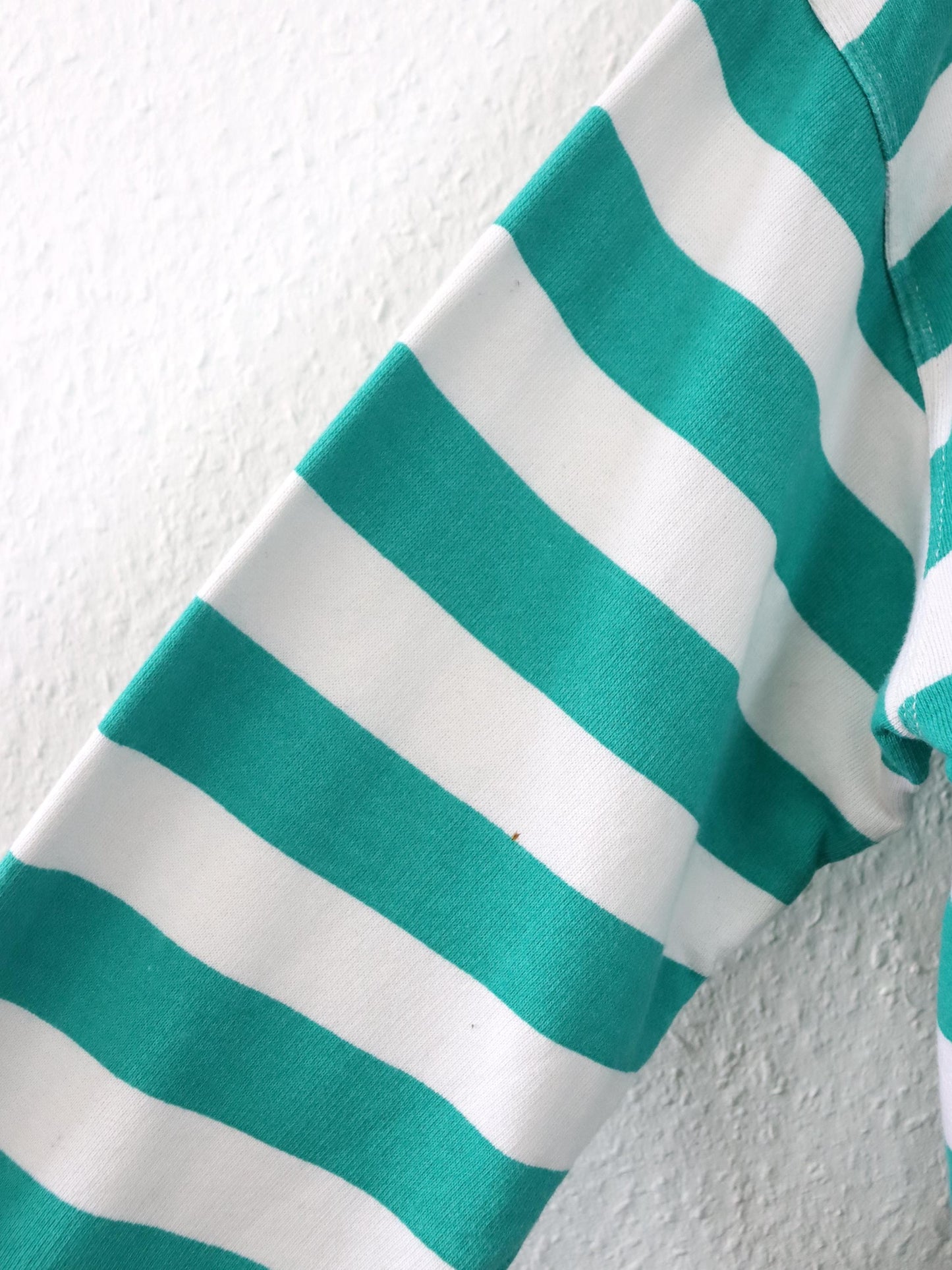 Vintage 80er 90er UNITED COTTON Sweatshirt Pullover gestreift weiß türkis S