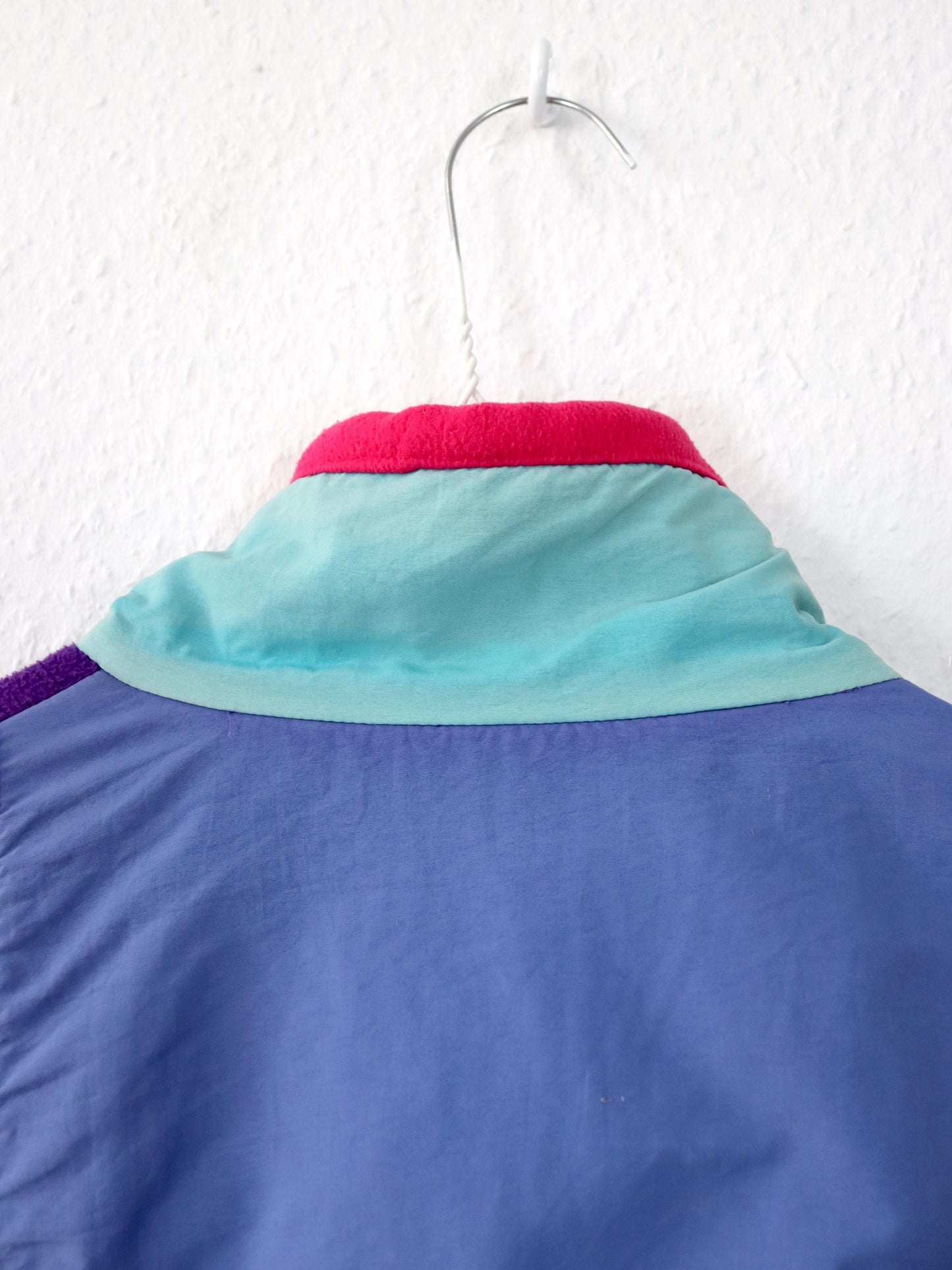 Vintage 80er 90er RUKKA Fleecepullover Pullover Stehkragen Lila pink blau XL