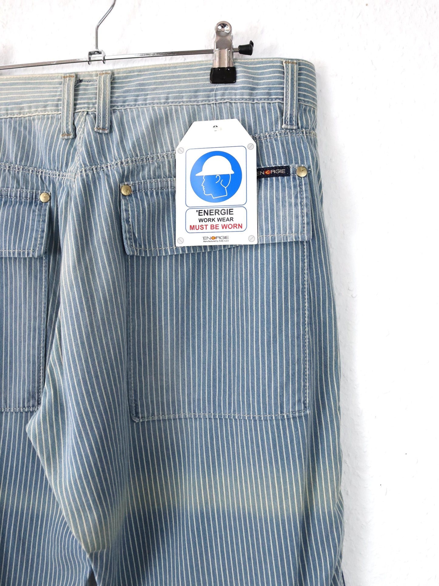 Vintage 90s 00s Y2k ENERGIE Baggy Pants Trousers Wide Leg Striped Deadstock W33