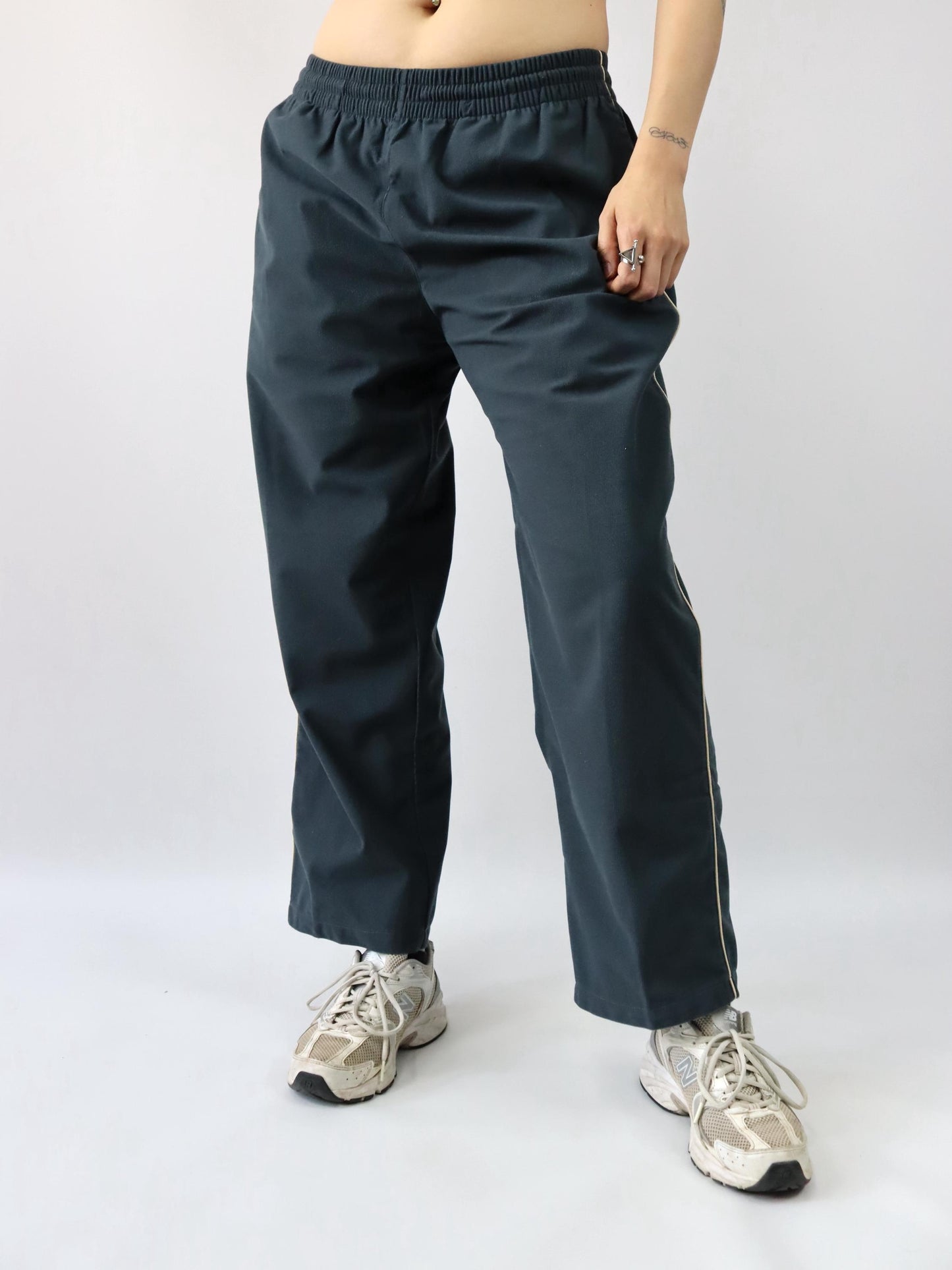 Vintage 80s 90s KAPPA jogging pants tracksuit bottoms dark grey wide leg baggy L
