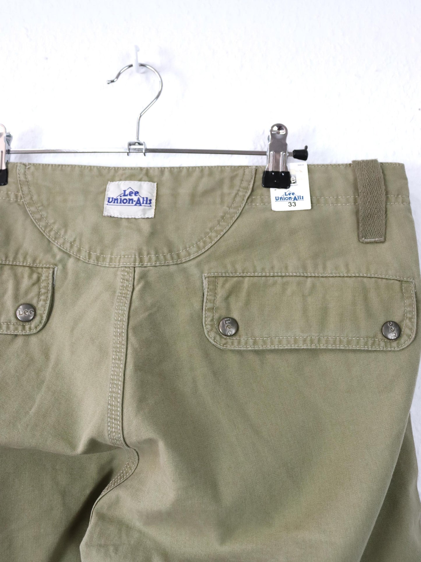 Vintage 90s 00s Y2k LEE Union-Alls Baggy Pants shorts wide leg beige Deadstock W33