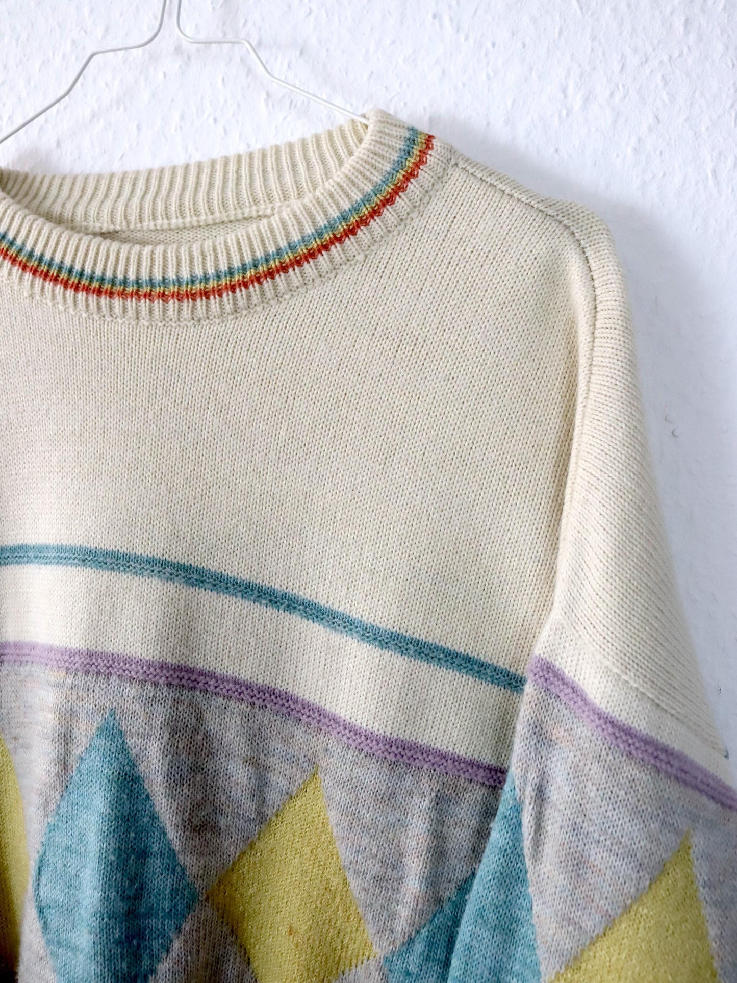 Vintage 80er 90er Wollpullover Pullover gemustert Wolle L