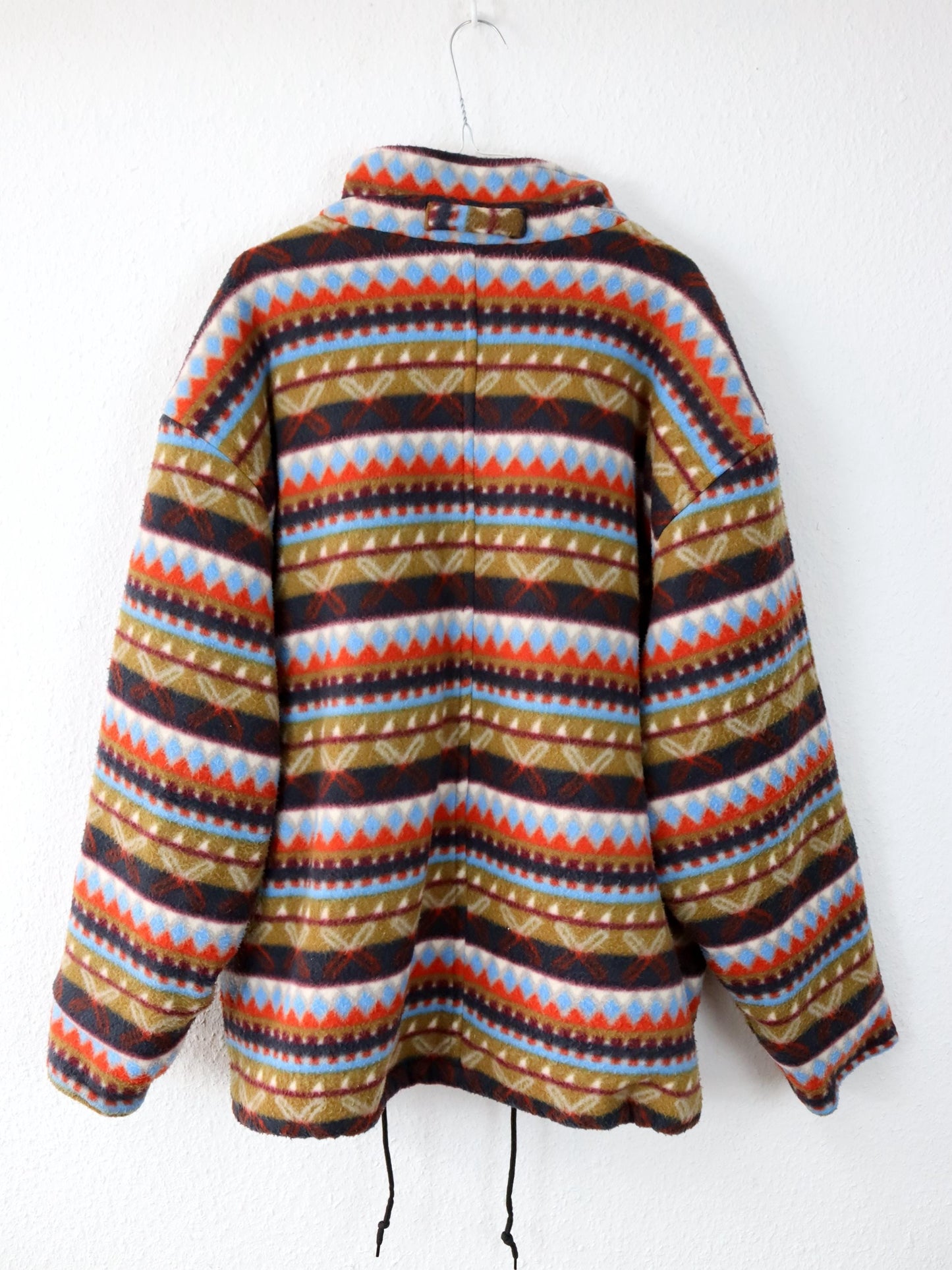 Vintage 80s 90s INVICTA fleece jacket lightly lined crazy pattern colorful stand-up collar XL