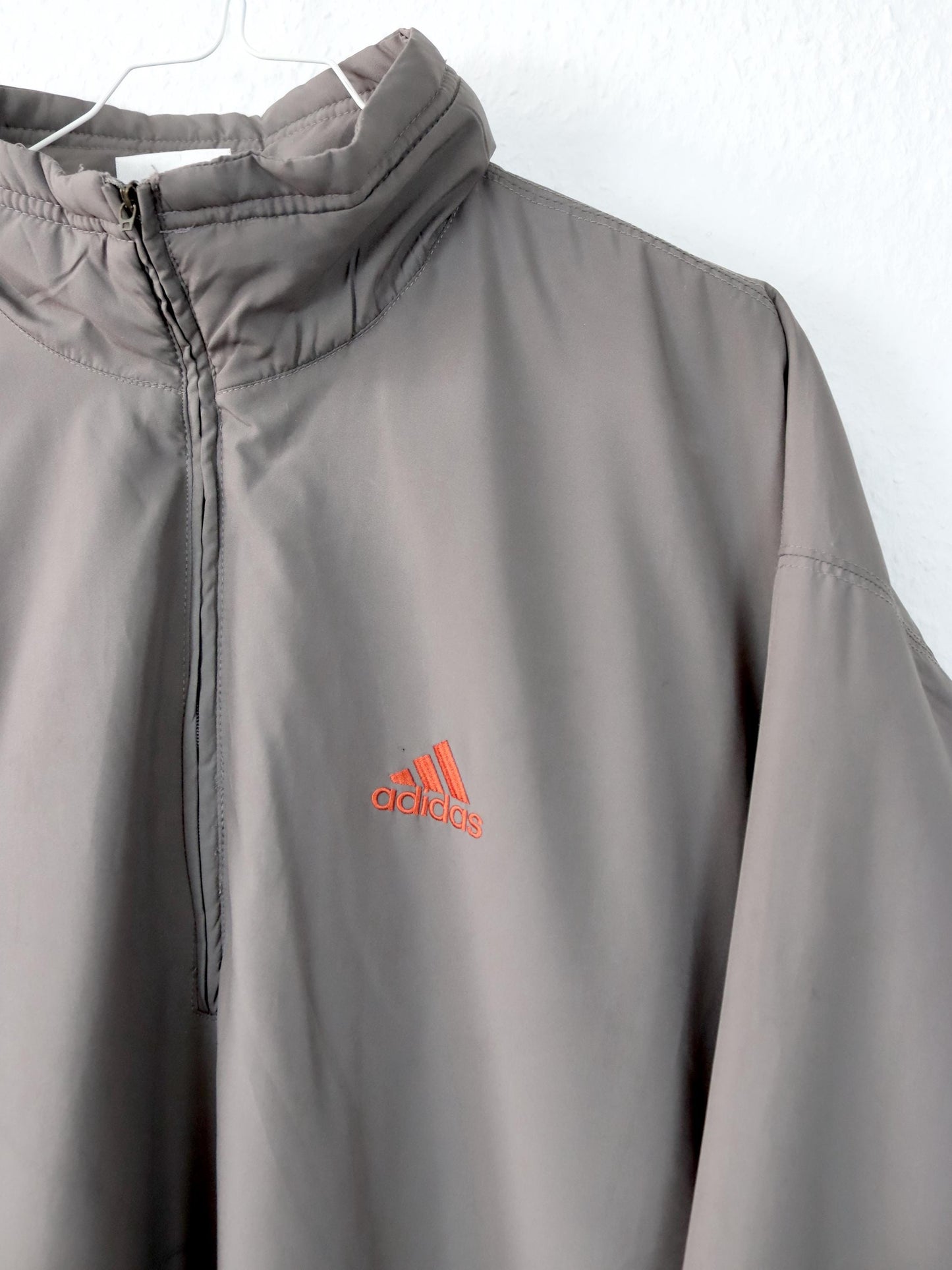 Vintage 80s 90s ADIDAS windbreaker jacket stand-up collar grey orange D6 M/L