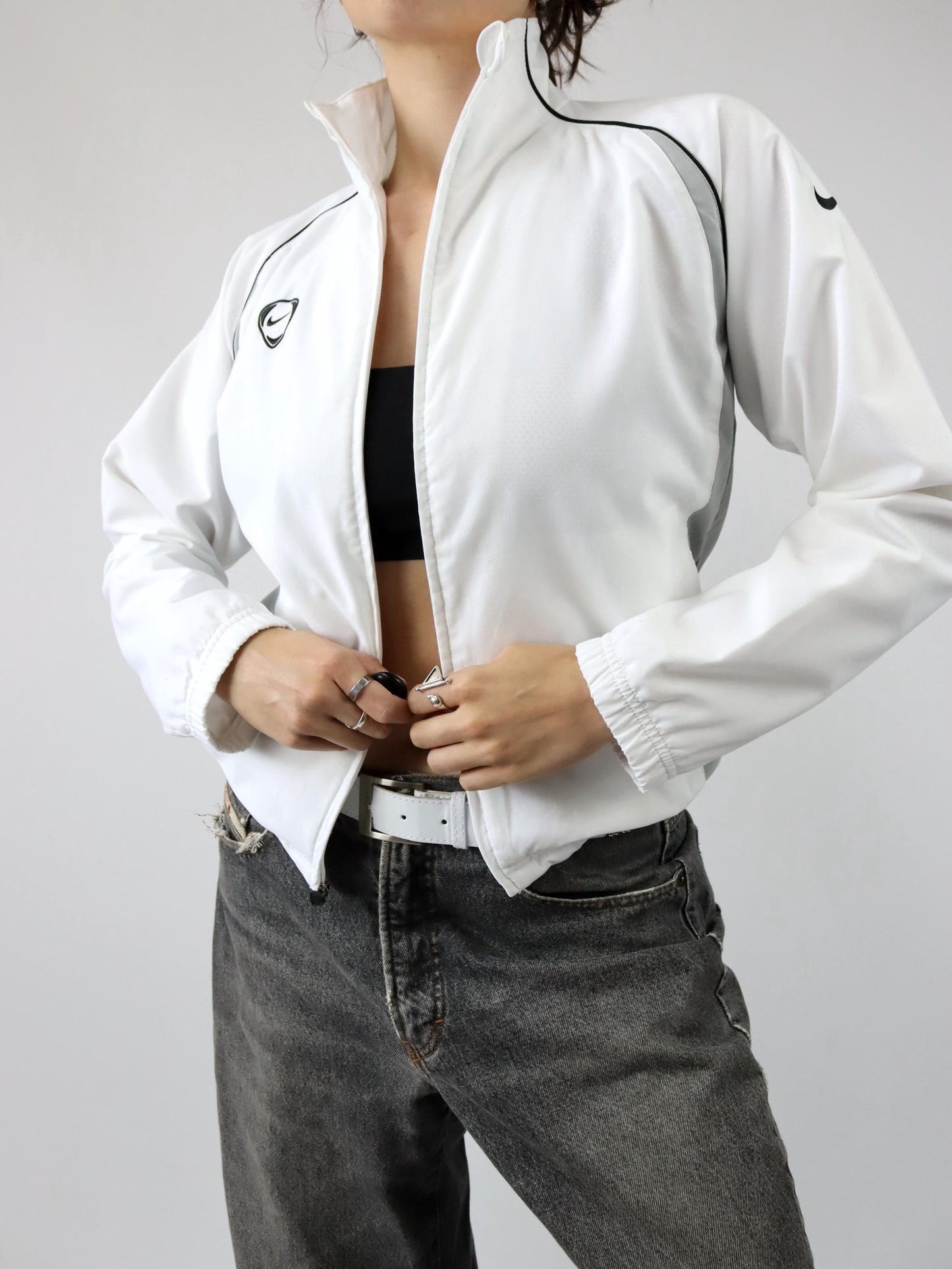 Vintage 90s 00s Y2k NIKE ACG track jacket stand-up collar white S