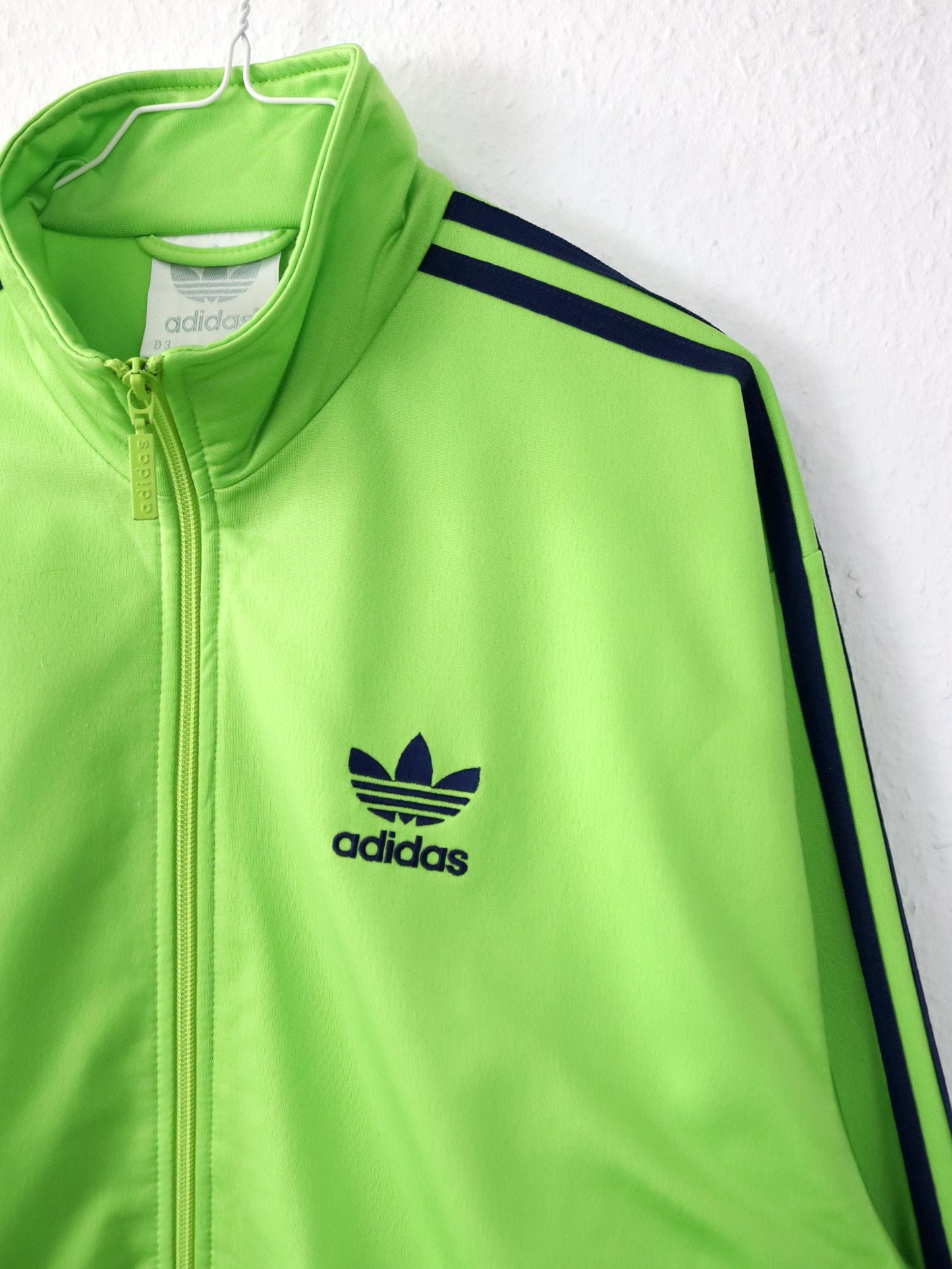 Vintage 80s 90s ADIDAS Firebird tracksuit jacket stand-up collar green D3 S