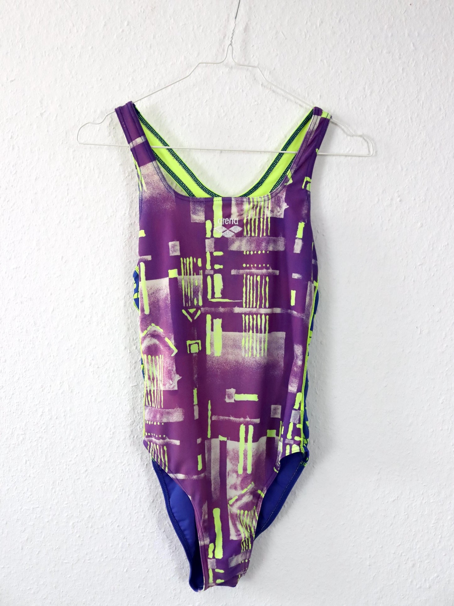 Vintage 80s 90s ARENA bodysuit swimsuit crazy pattern colorful 38