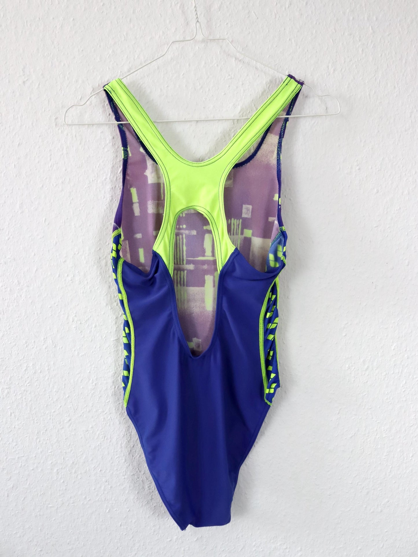 Vintage 80s 90s ARENA bodysuit swimsuit crazy pattern colorful 38