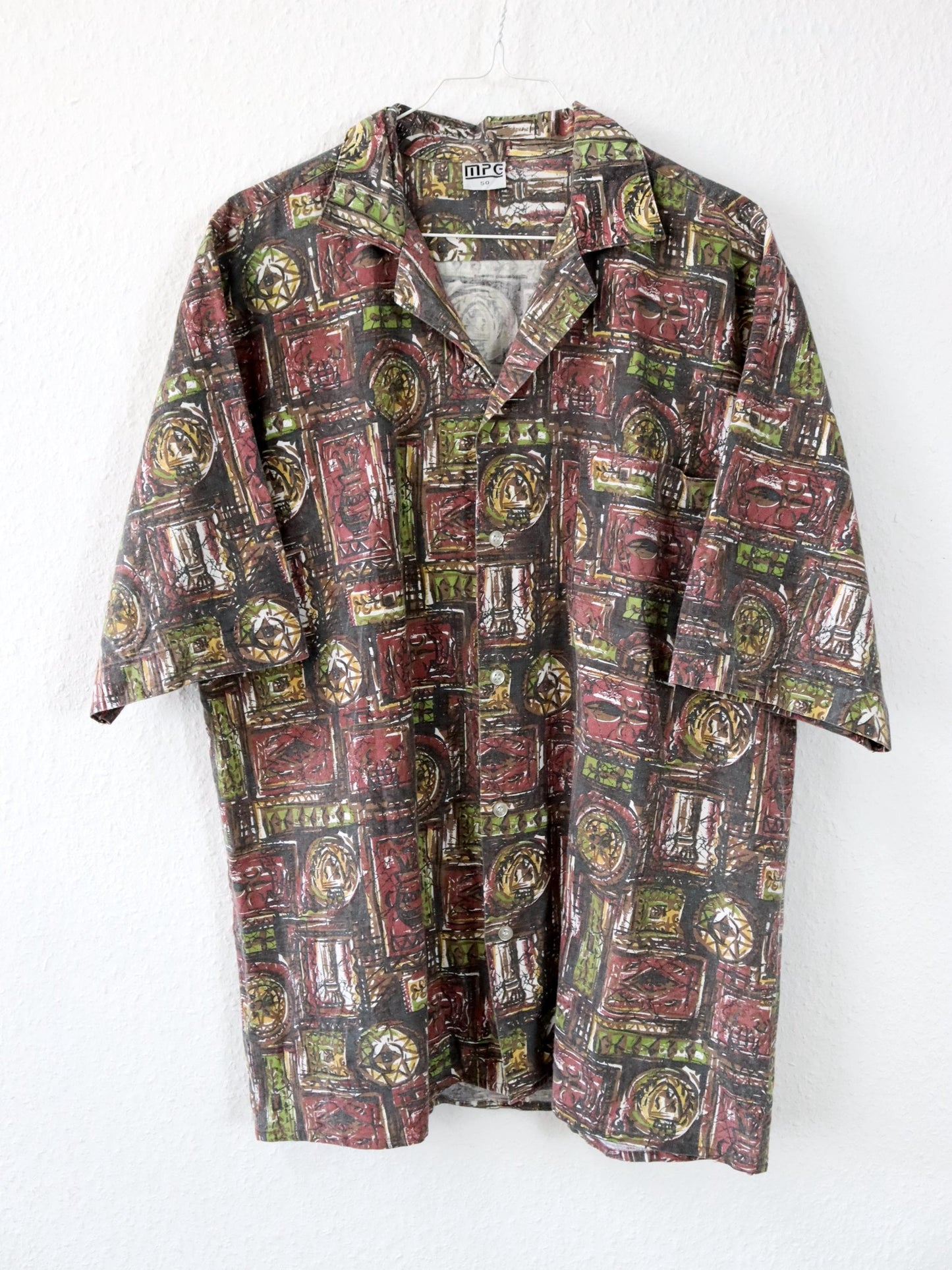 Vintage 80s 90s MPC shirt short sleeve crazy pattern 50 L