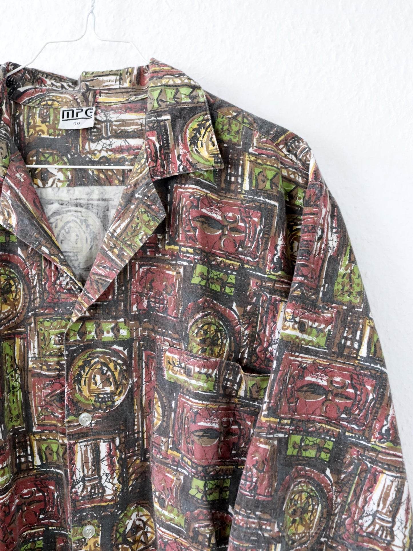 Vintage 80s 90s MPC shirt short sleeve crazy pattern 50 L