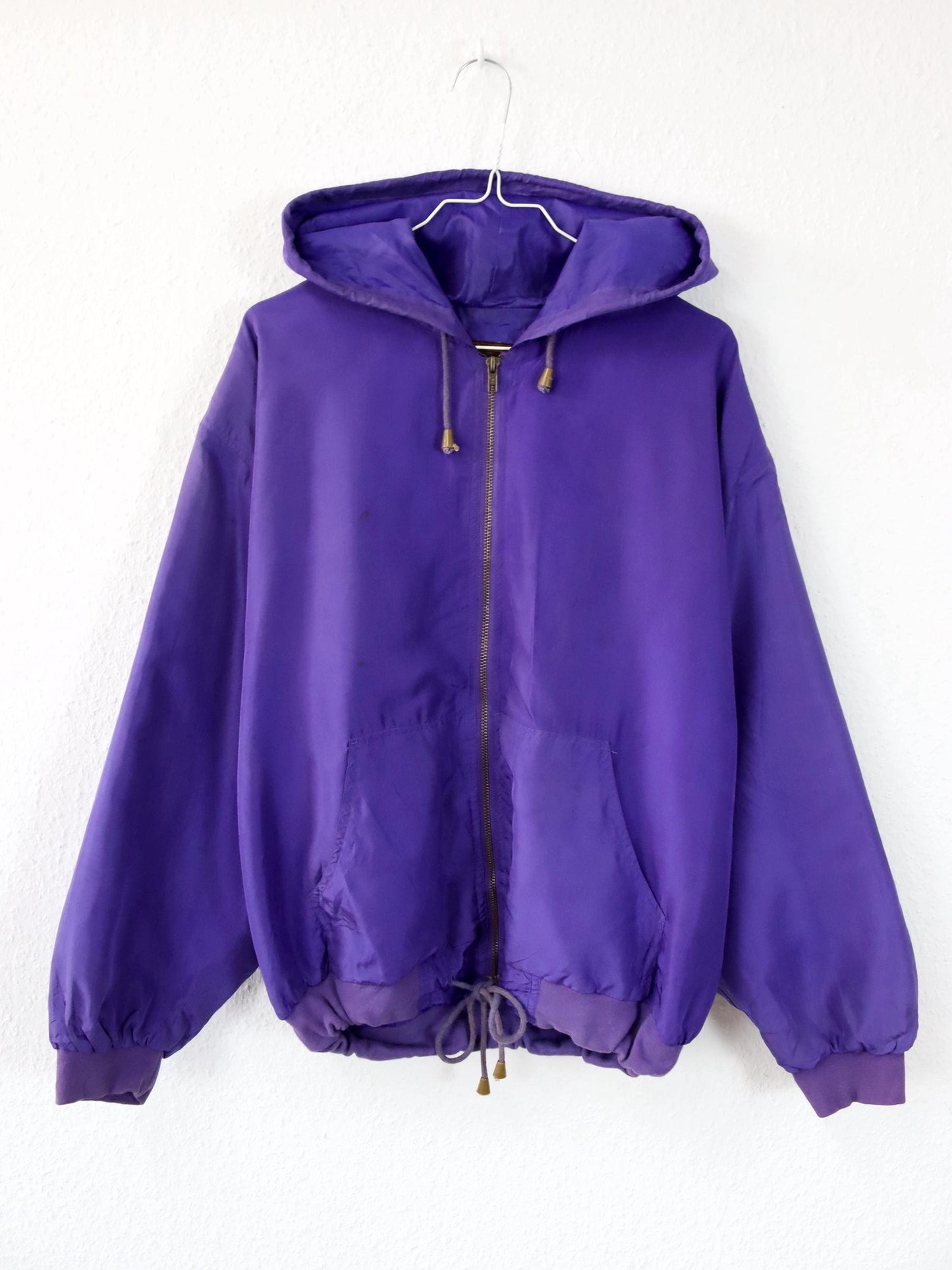 Vintage 80s 90s OTELLO PELLE silk jacket jacket silk purple hood M