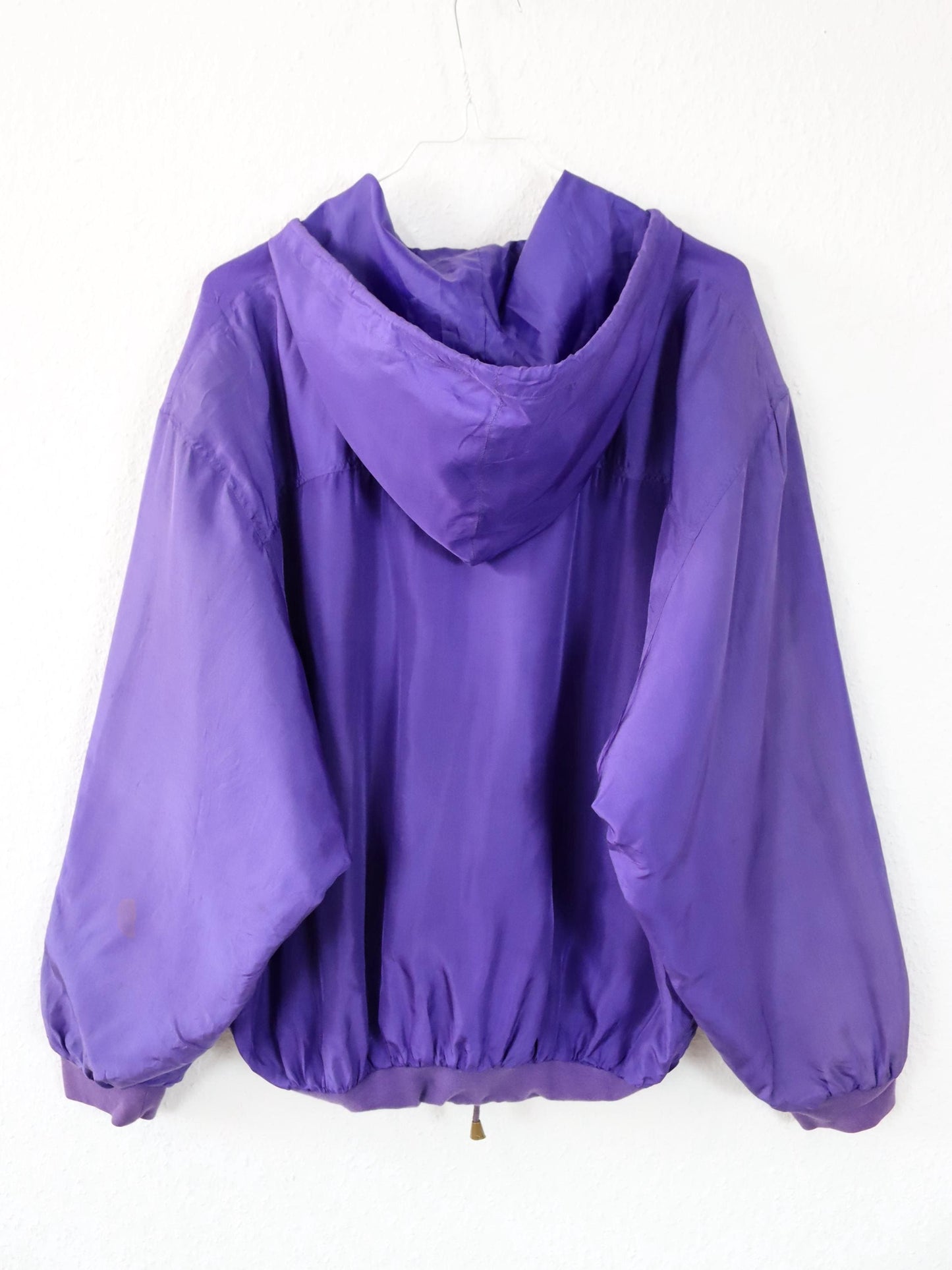 Vintage 80s 90s OTELLO PELLE silk jacket jacket silk purple hood M