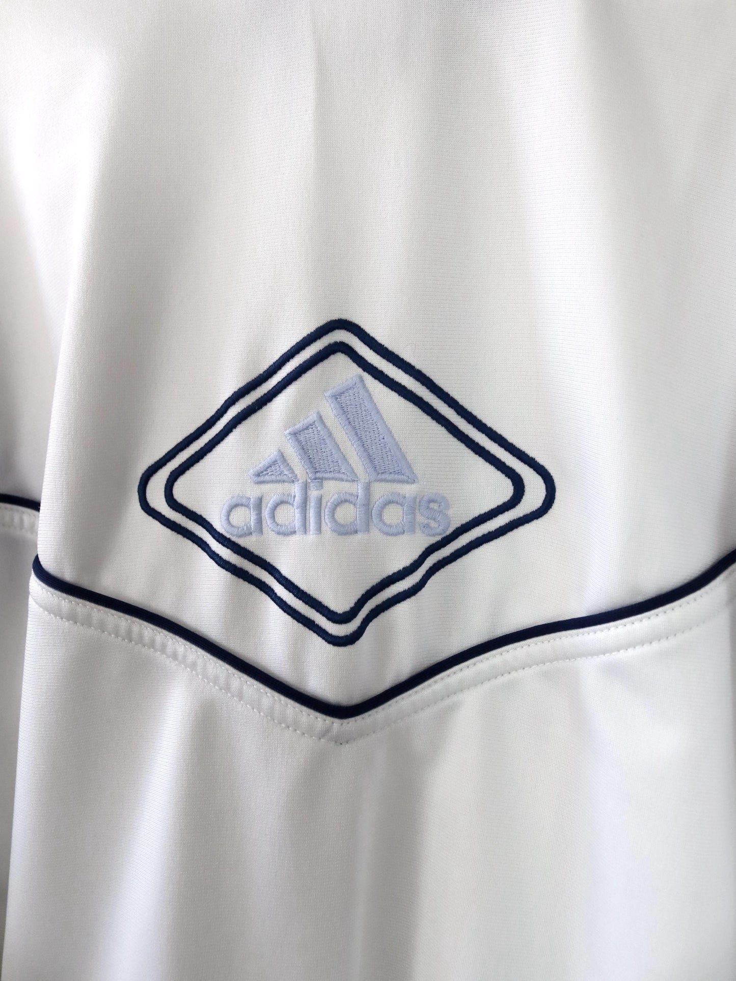 Vintage 80s 90s ADIDAS tracksuit jacket stand-up collar white blue S 36
