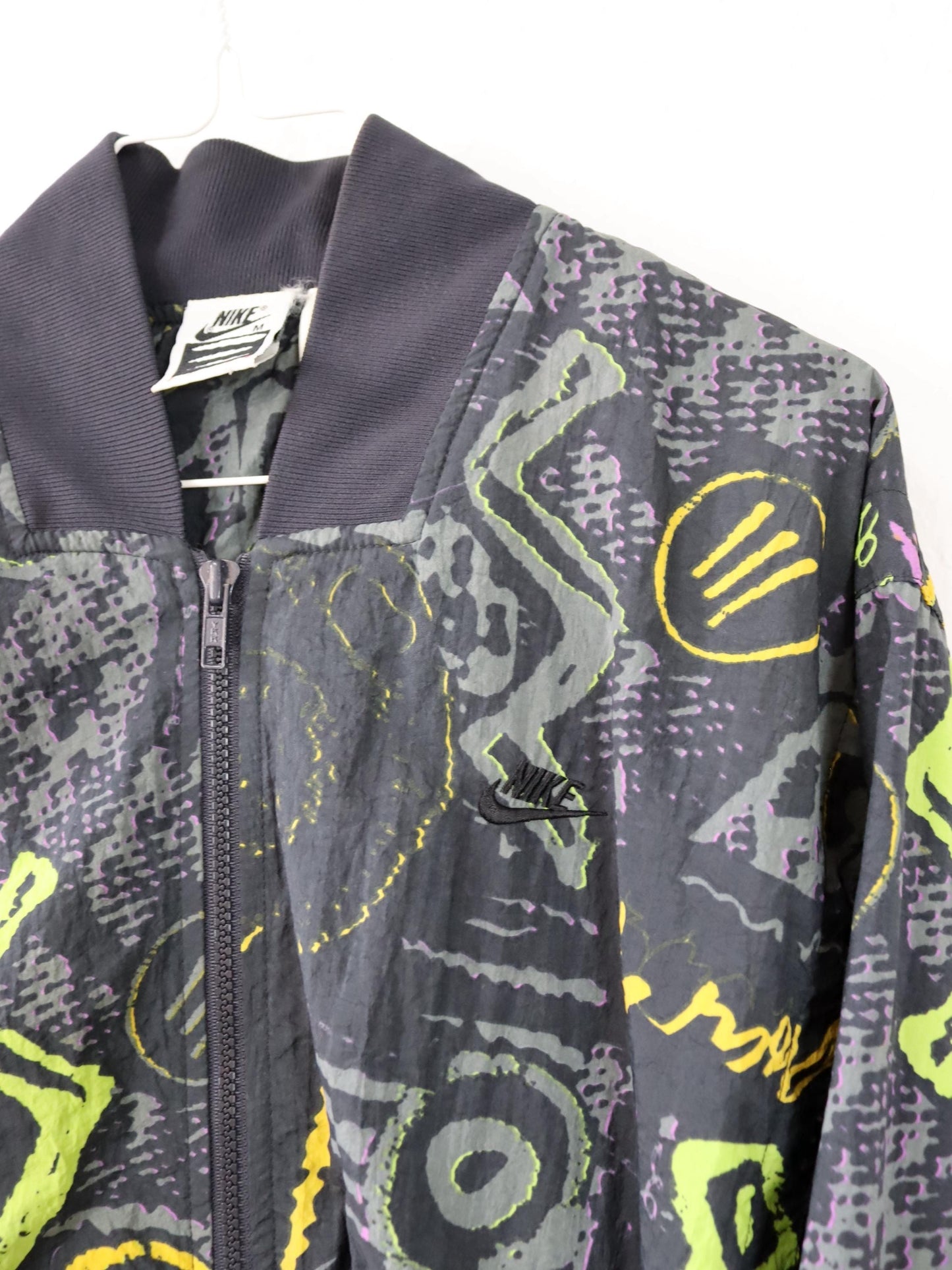 Vintage 80s 90s NIKE ELITE Rare bomber jacket thin crazy pattern colorful M