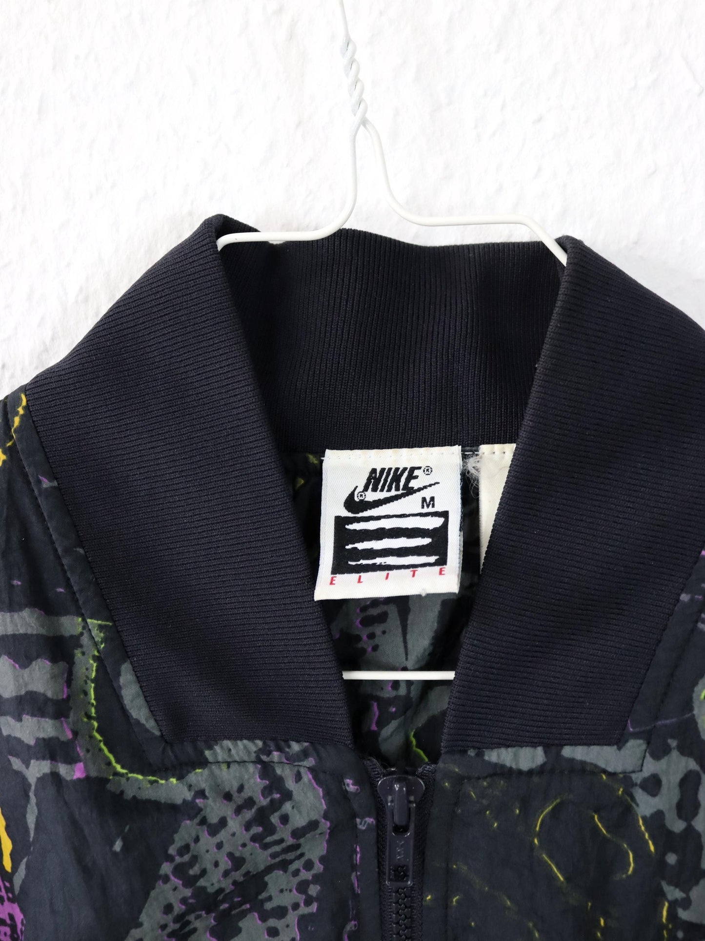 Vintage 80s 90s NIKE ELITE Rare bomber jacket thin crazy pattern colorful M