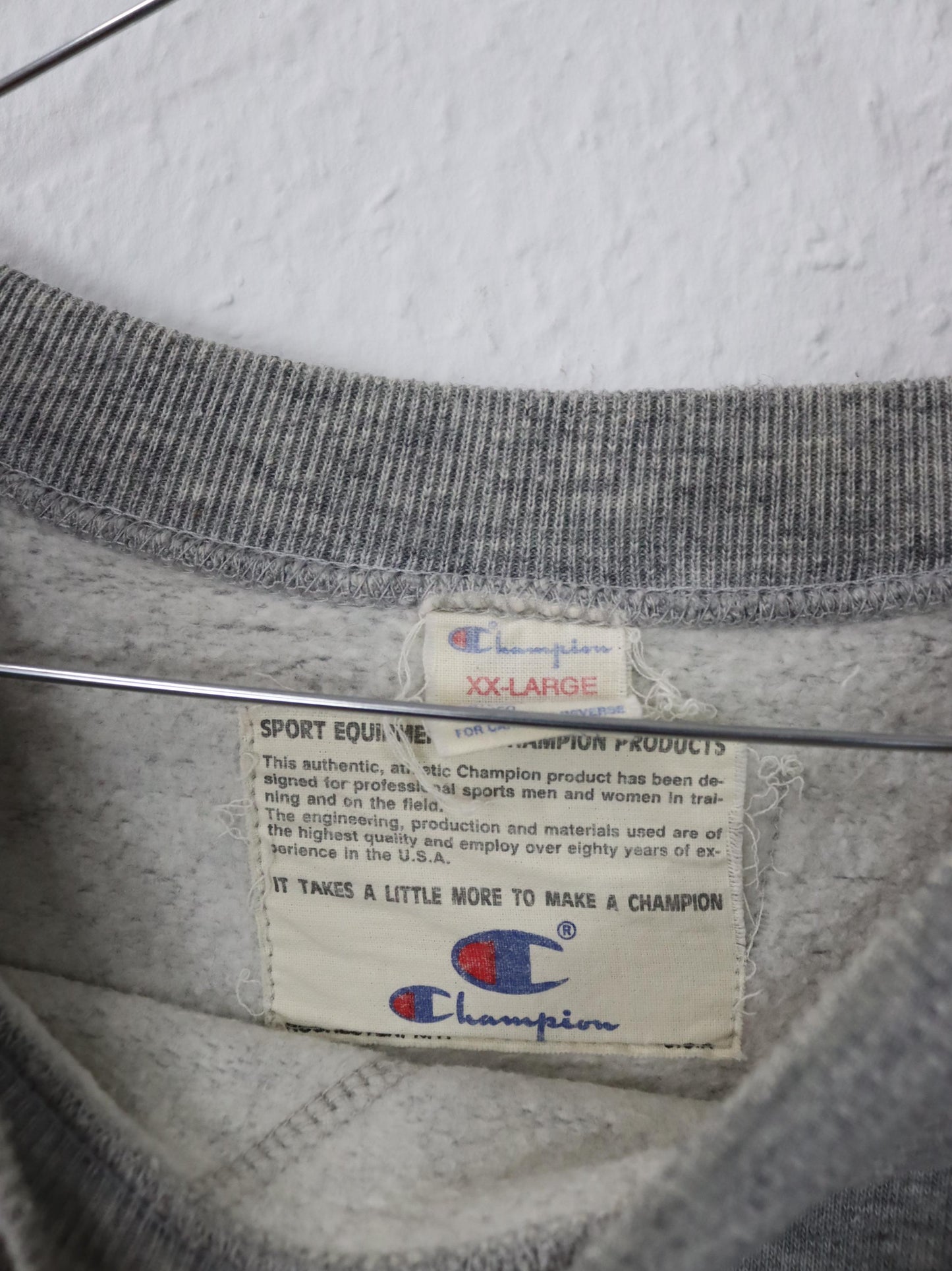 Vintage 80er 90er CHAMPION Sweatshirt Pullover grau Crew Neck XXL