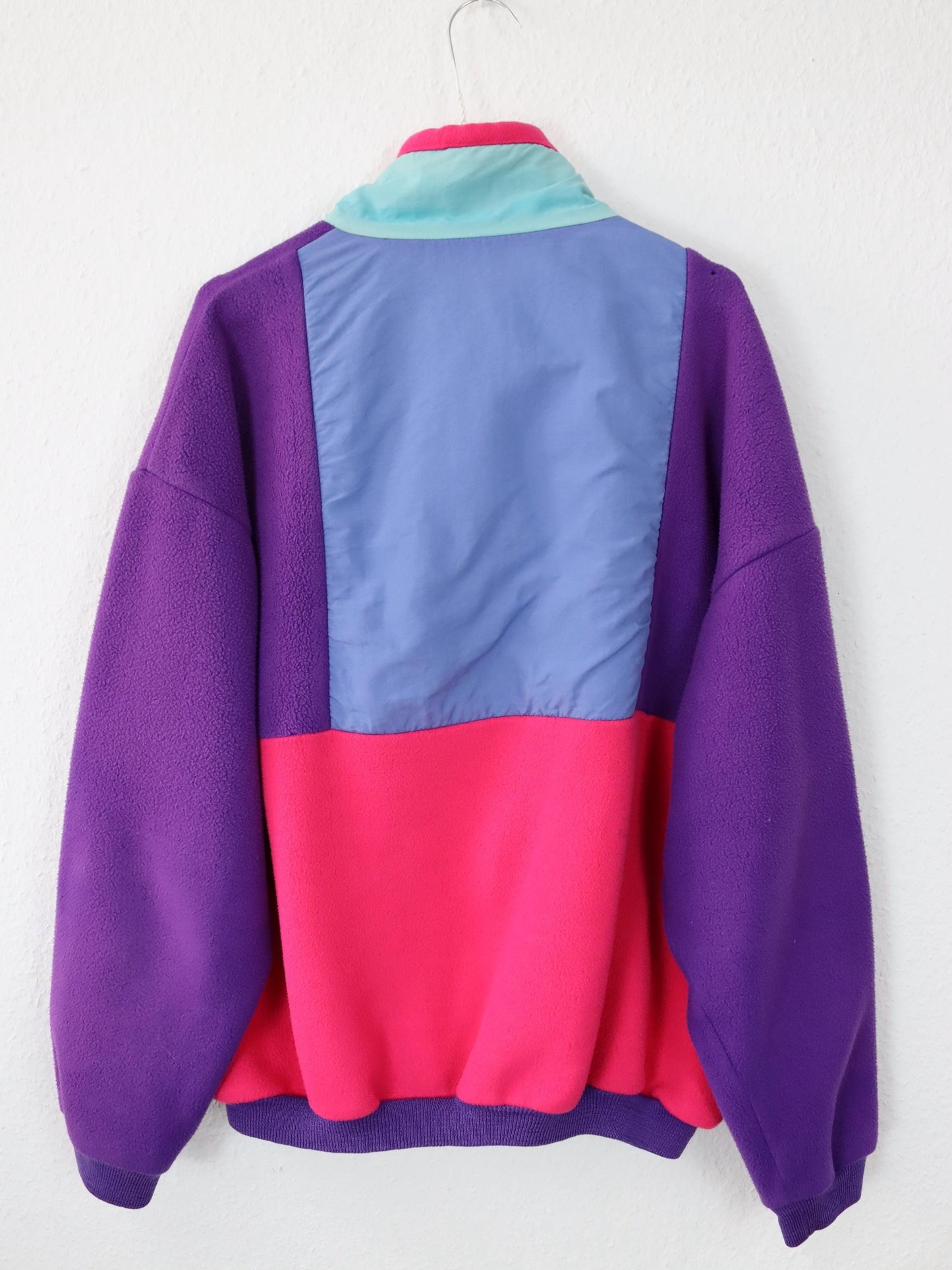 Vintage 80er 90er RUKKA Fleecepullover Pullover Stehkragen Lila pink blau XL