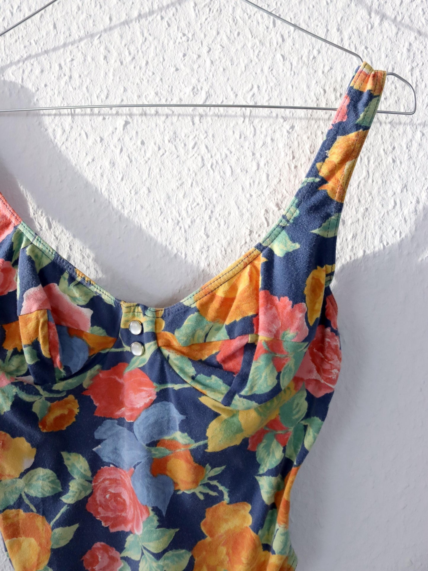 Vintage 80er 90er CALZEDONIA Body Einteiler Blumenmuster Bustier 38