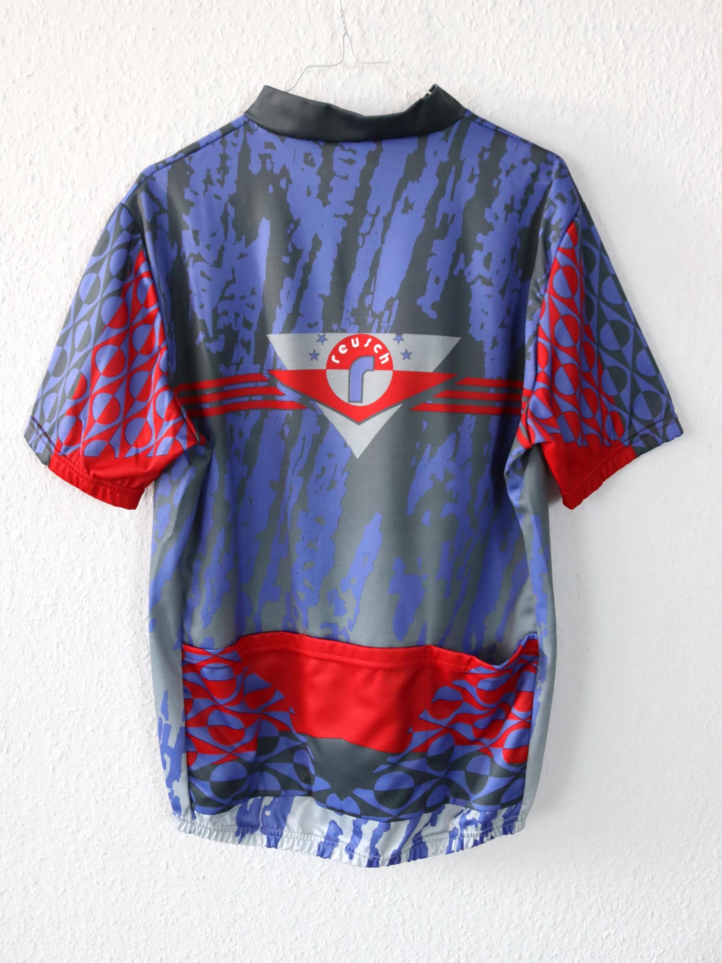 Vintage 80s 90s REUSCH biker jersey cycling jersey short sleeve crazy pattern XL