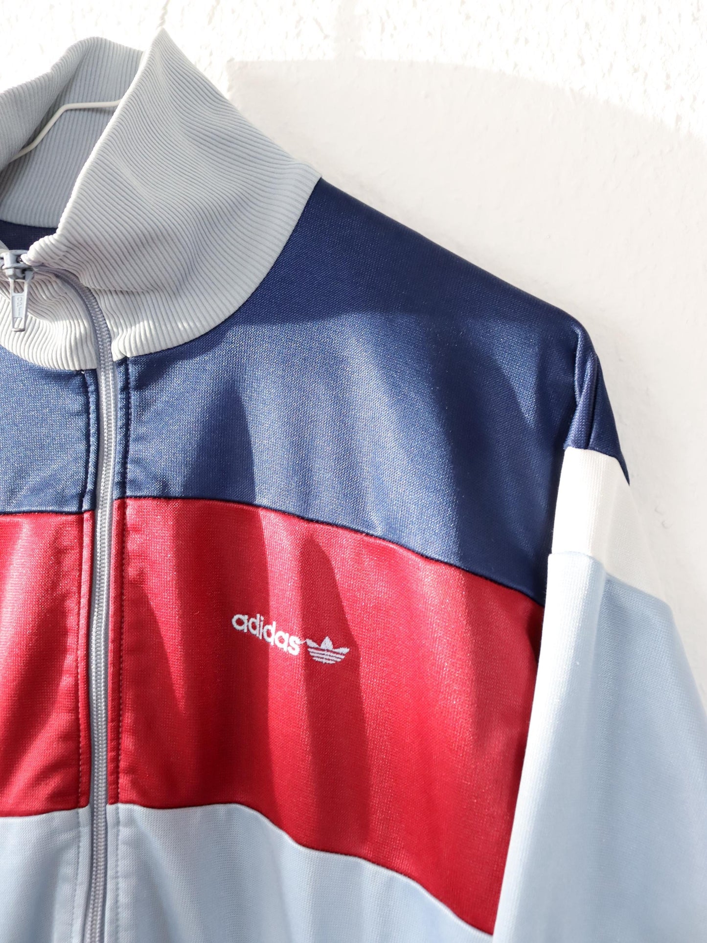 Vintage 80s 90s ADIDAS tracksuit jacket stand-up collar blue red Made in W.-Germany 40
