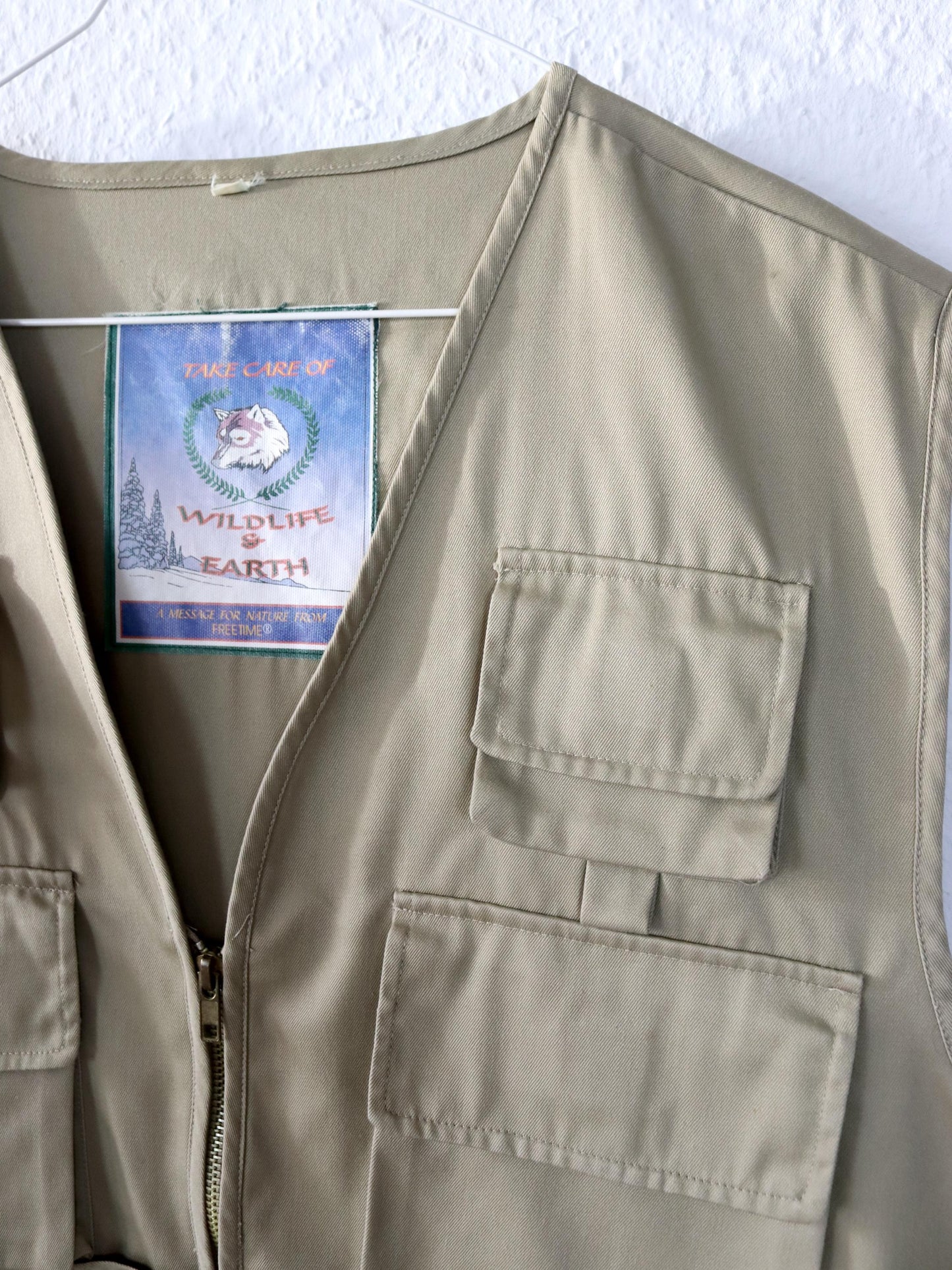 Vintage 80er 90er FREETIME Cargoweste Weste beige M