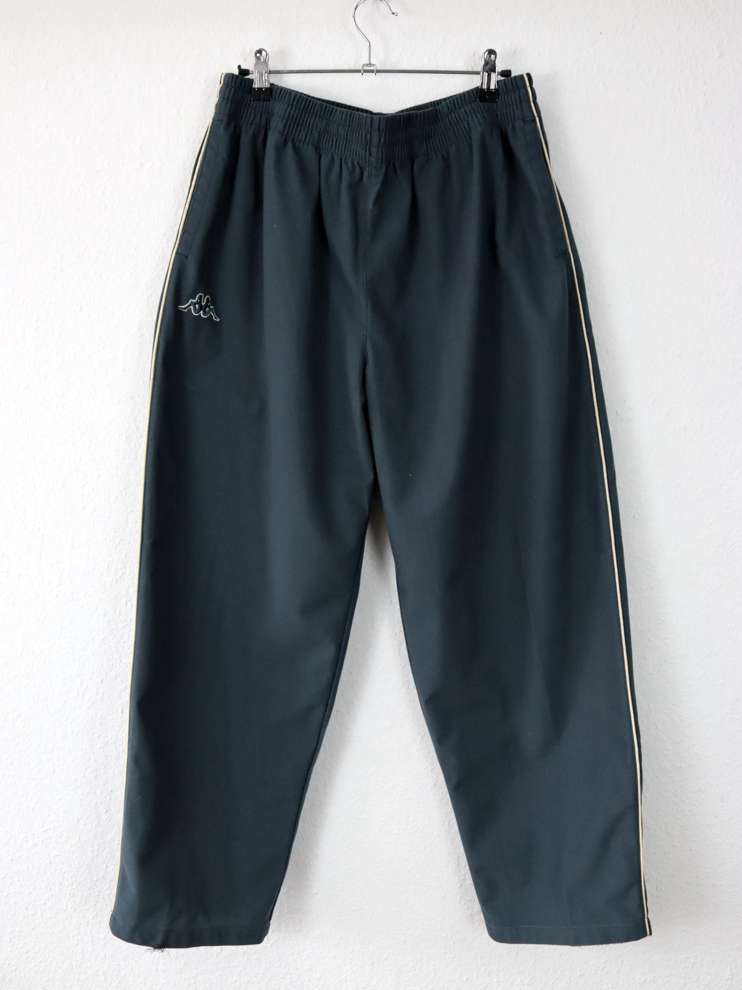 Vintage 80s 90s KAPPA jogging pants tracksuit bottoms dark grey wide leg baggy L