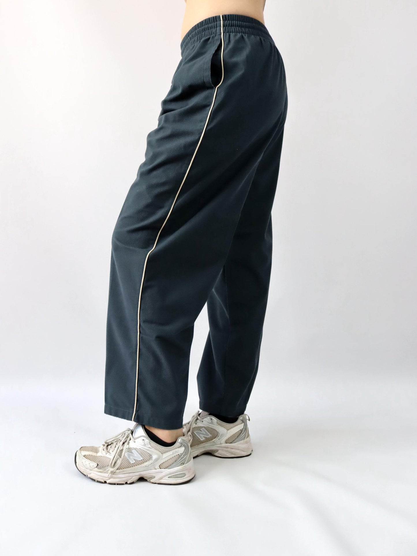 Vintage 80s 90s KAPPA jogging pants tracksuit bottoms dark grey wide leg baggy L