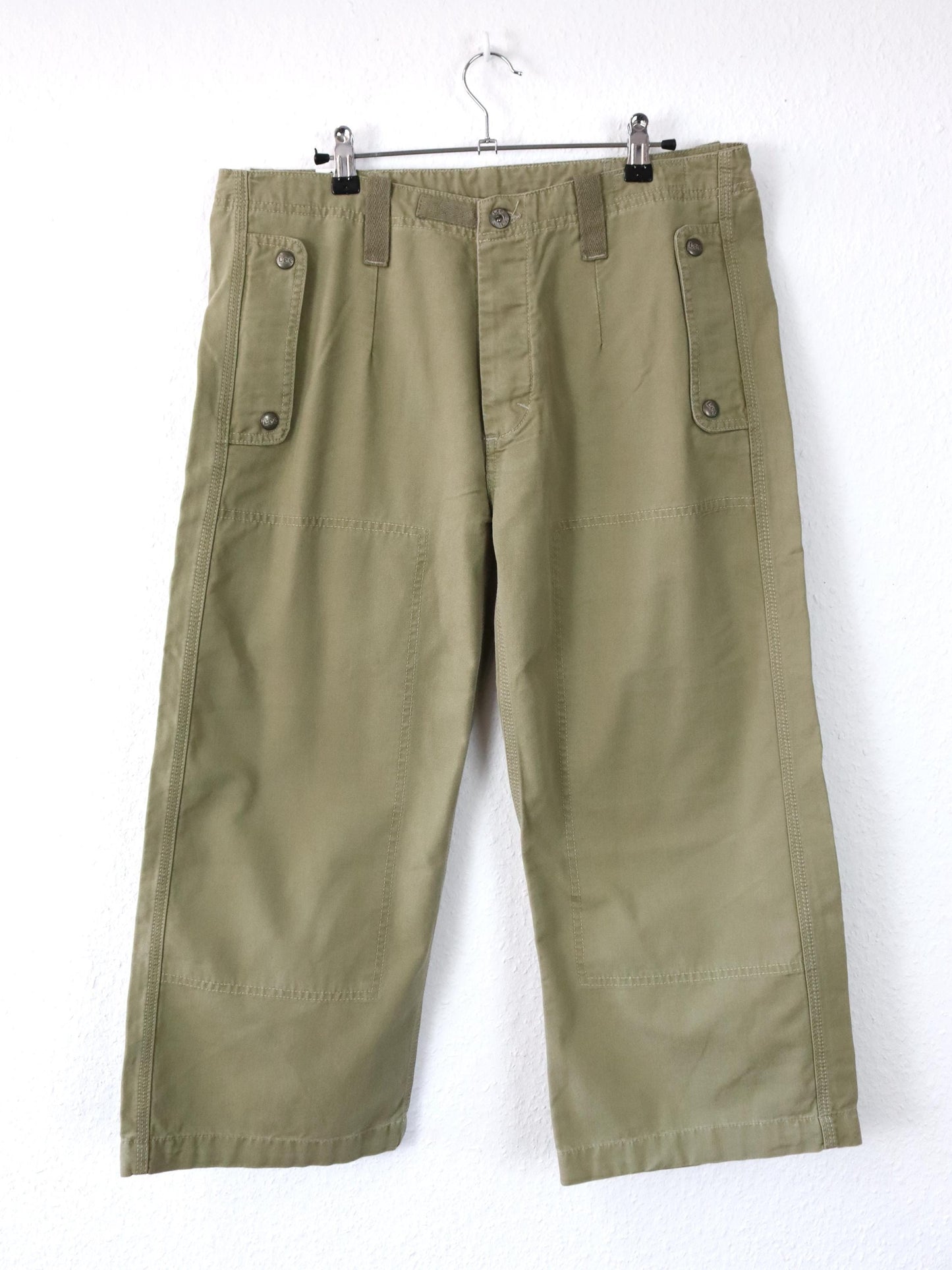 Vintage 90s 00s Y2k LEE Union-Alls Baggy Pants shorts wide leg beige Deadstock W33