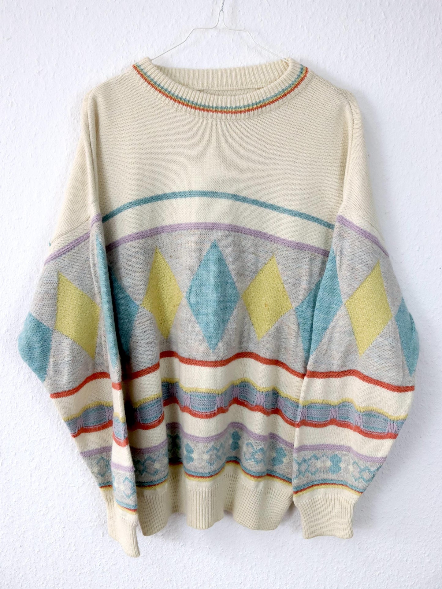 Vintage 80er 90er Wollpullover Pullover gemustert Wolle L