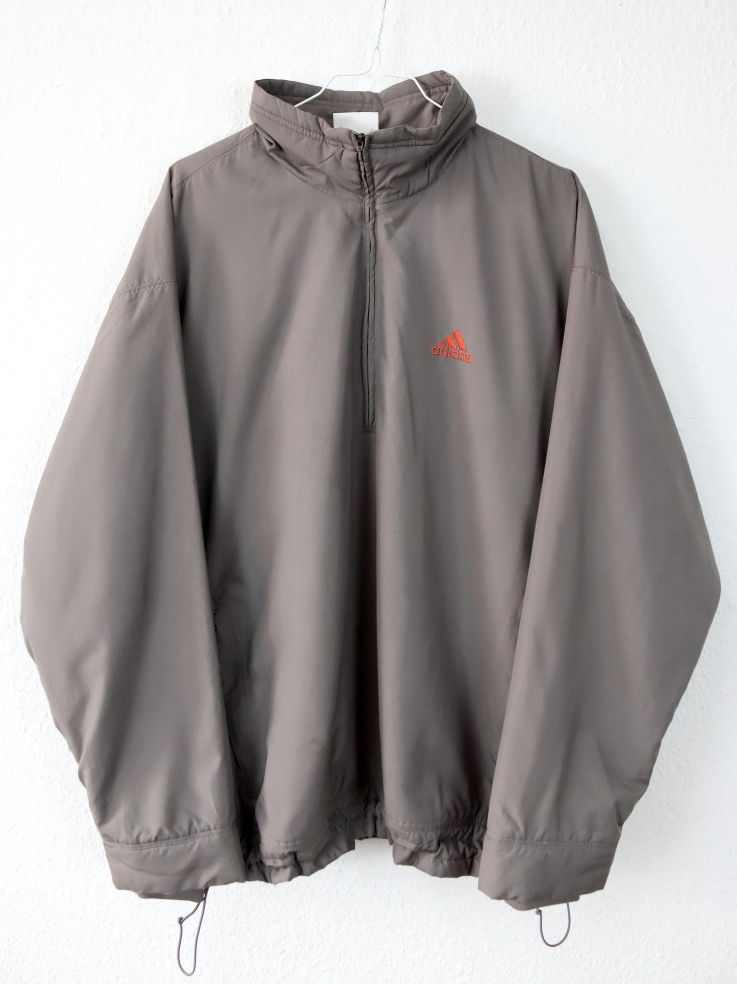 Vintage 80s 90s ADIDAS windbreaker jacket stand-up collar grey orange D6 M/L