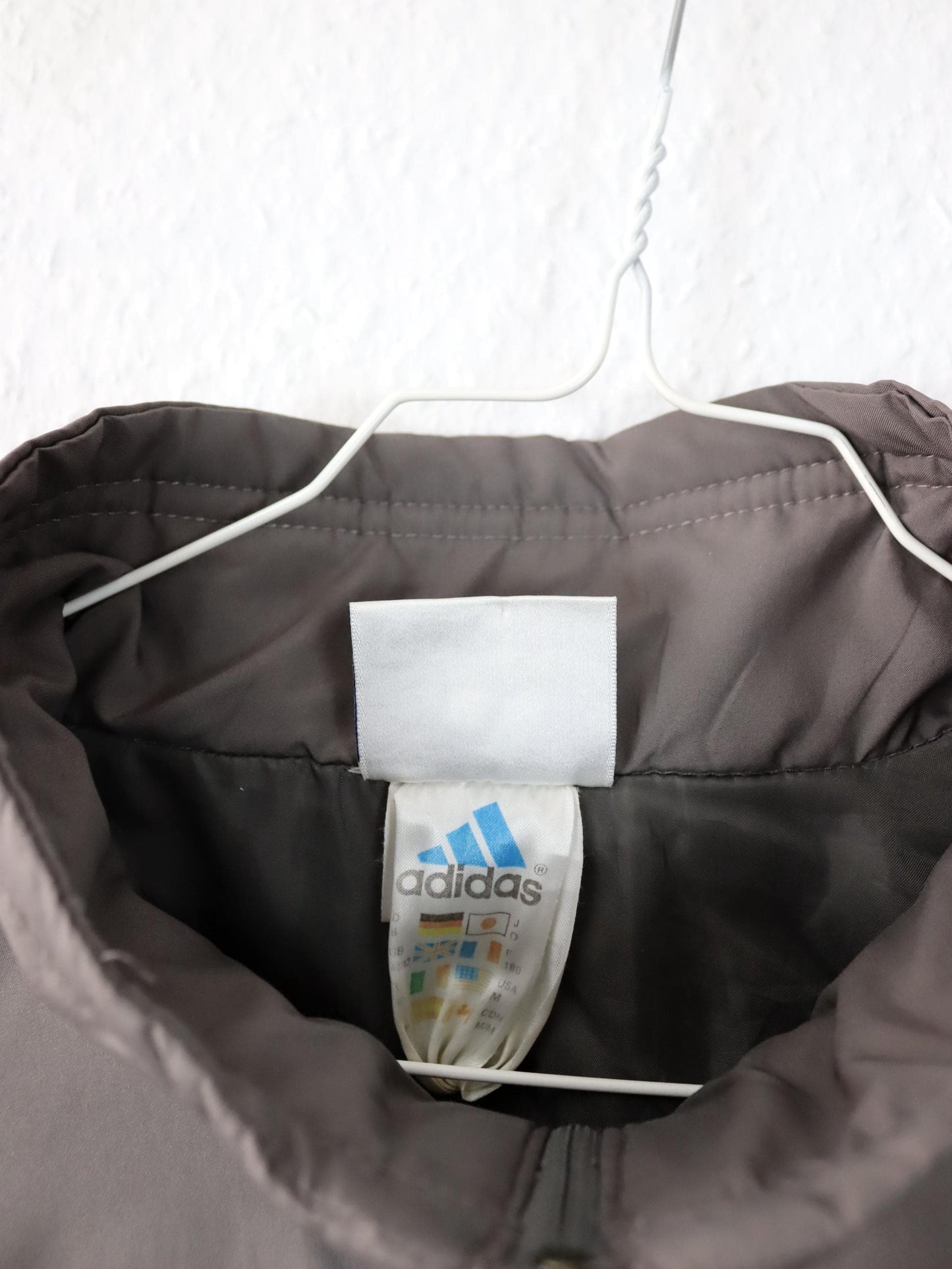 Vintage 80s 90s ADIDAS windbreaker jacket stand-up collar grey orange D6 M/L