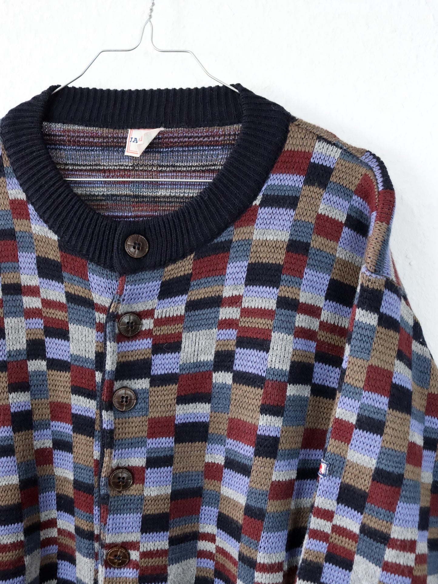 Vintage 80er 90er JAZZOR Cardigan Strickjacke Wollcardigan Muster M